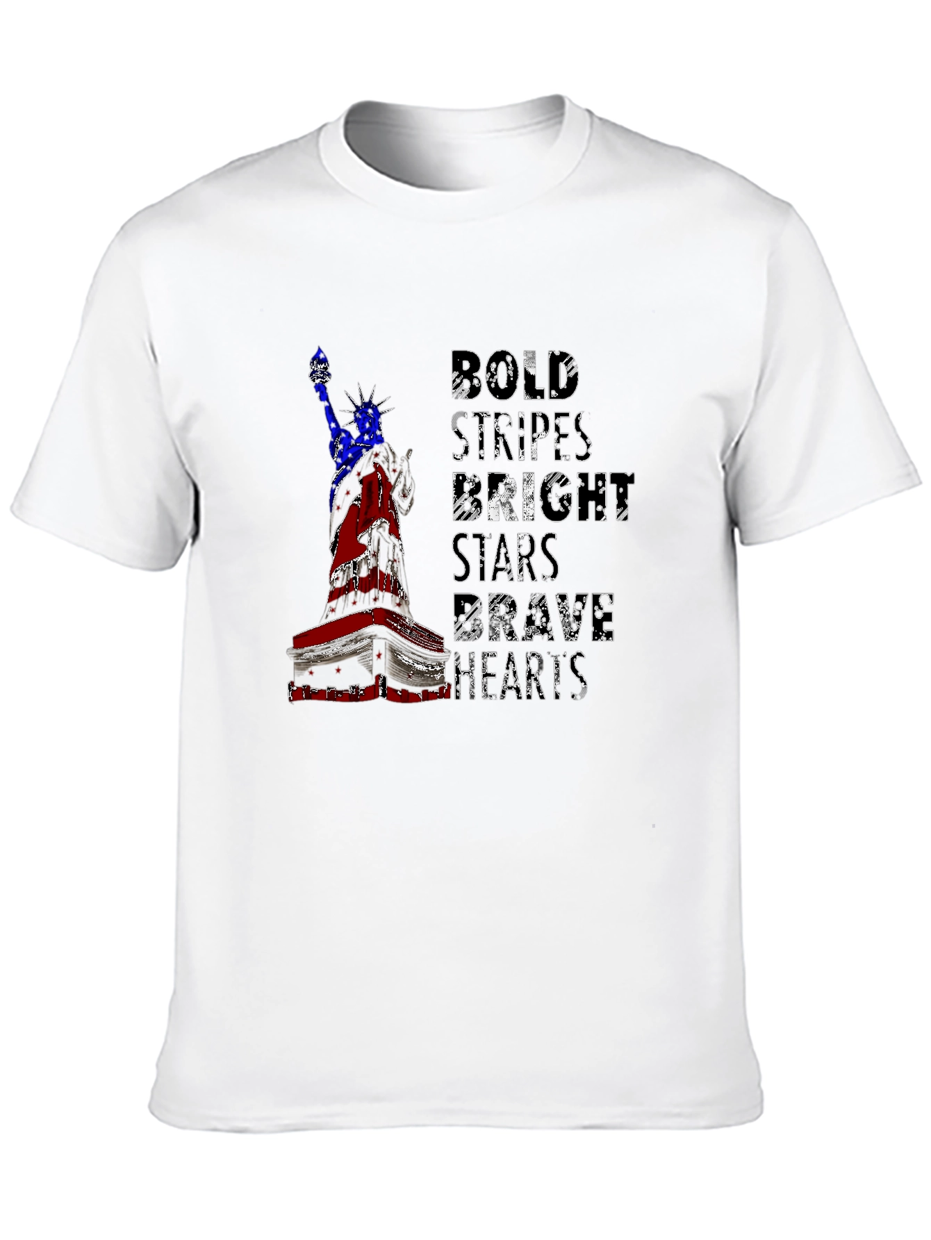 Patriotic Liberty T-Shirt: Bold Stripes Brave Hearts