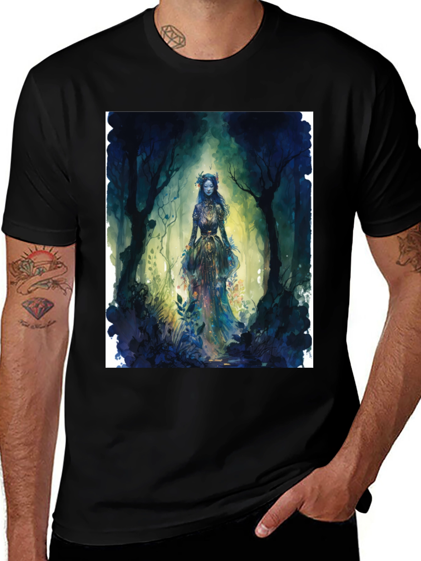Mystic Forest Queen Graphic Tee - Black