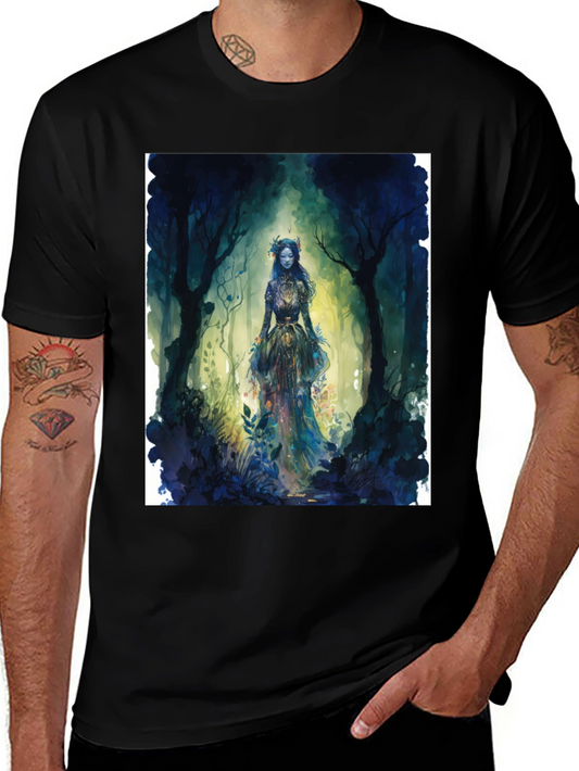 Mystic Forest Queen Graphic Tee - Black