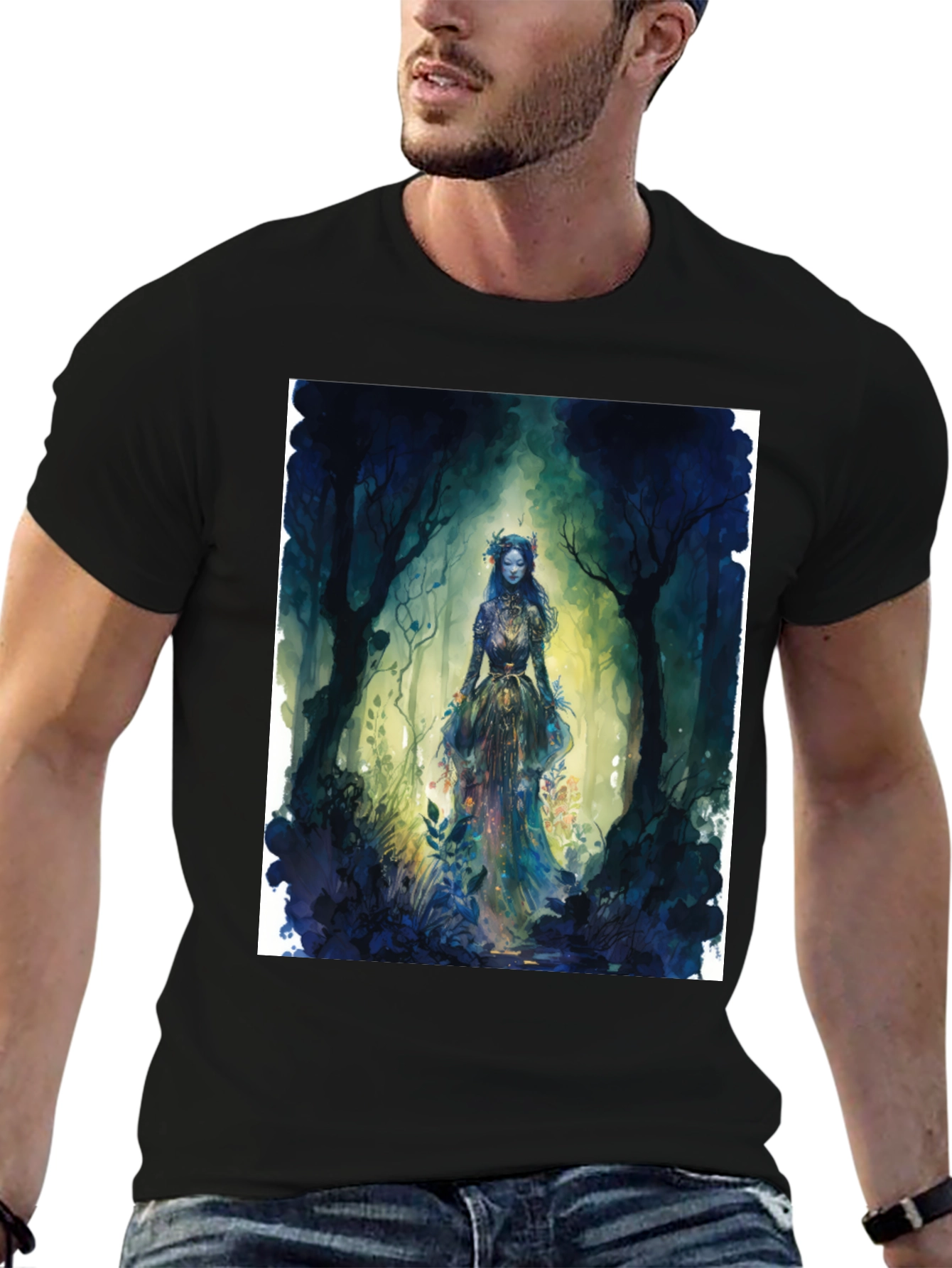 Mystic Forest Queen Graphic Tee - Black