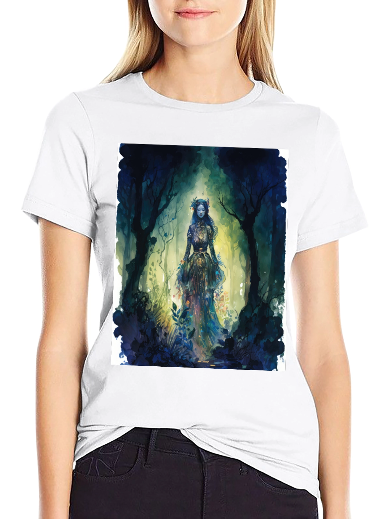 Mystic Forest Queen Graphic Tee - Black