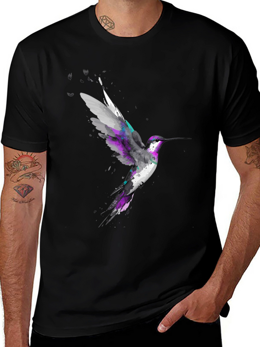 Hummingbird Graphic Print Black T-Shirt