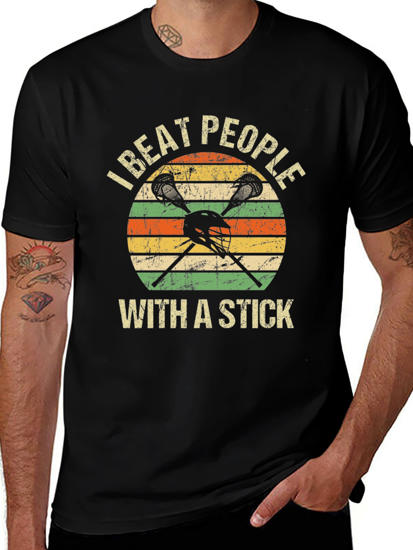 Lacrosse I Beat People With a Stick Graphic Tee