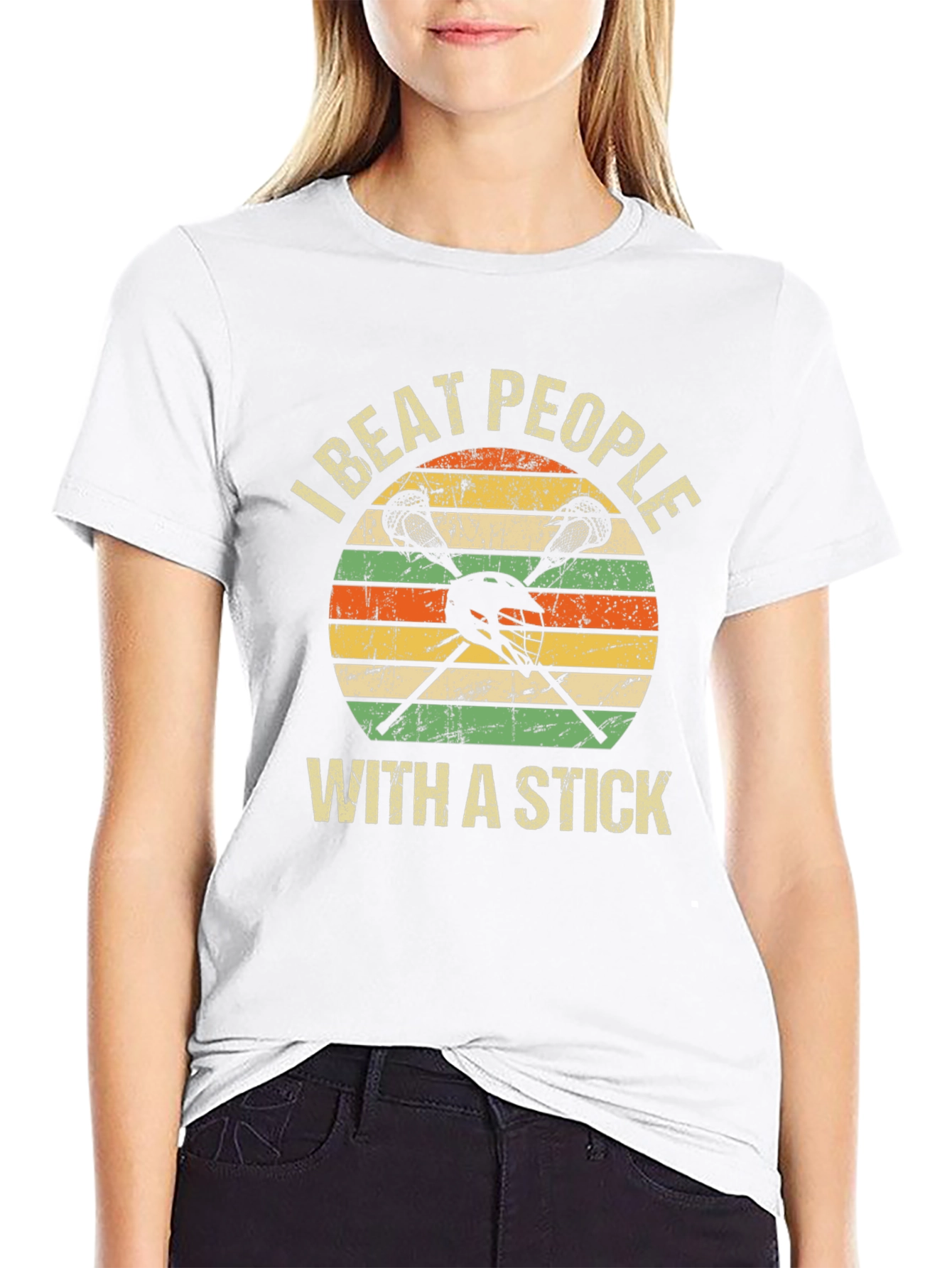 Lacrosse I Beat People With a Stick Graphic Tee