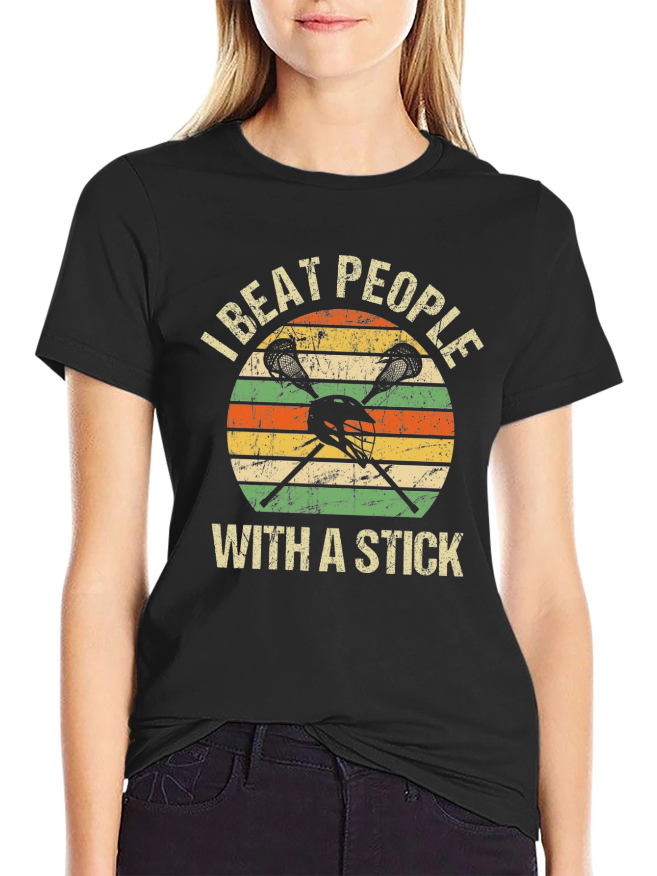 Lacrosse I Beat People With a Stick Graphic Tee