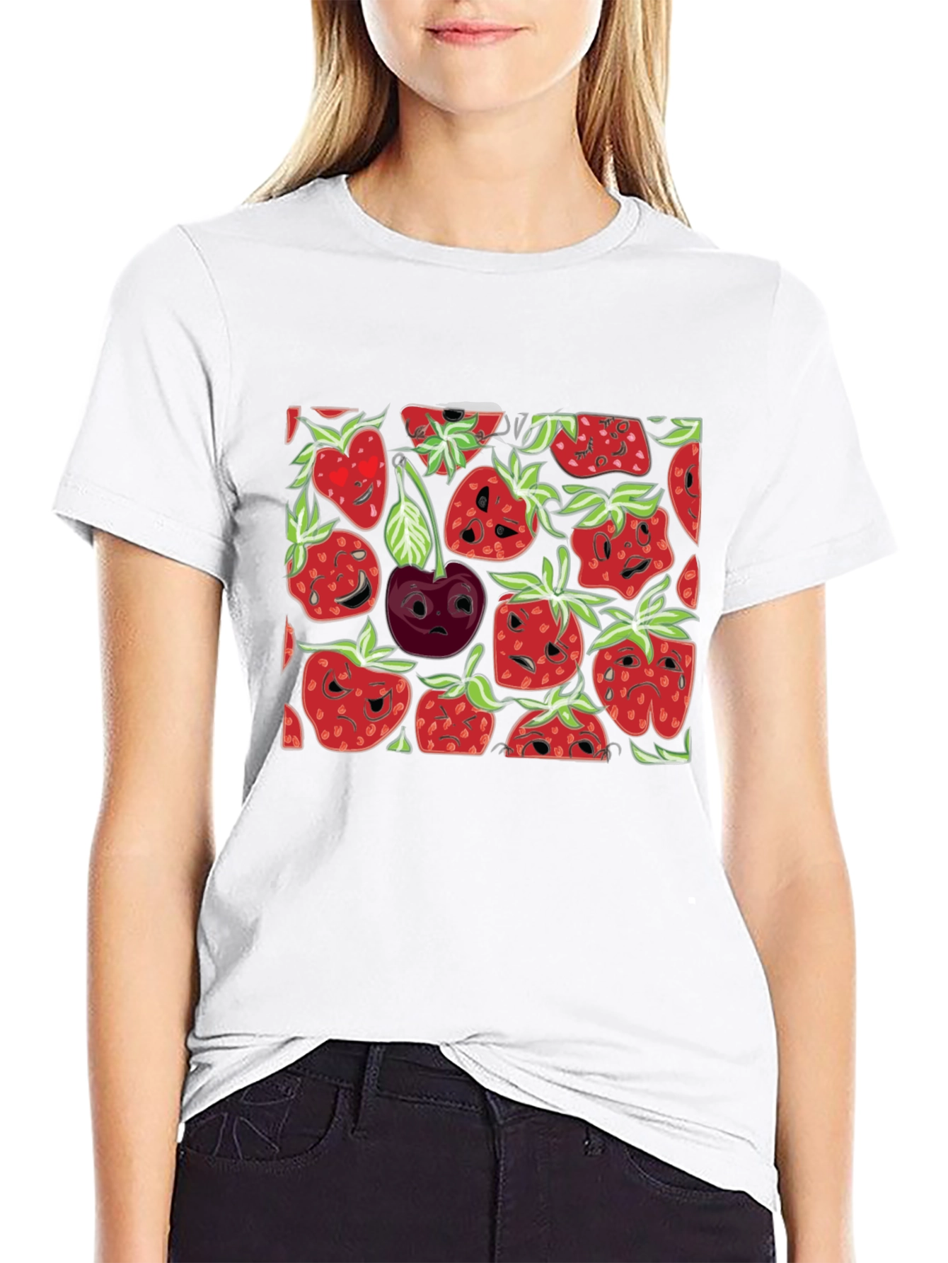 Strawberry Face T-Shirt - Black