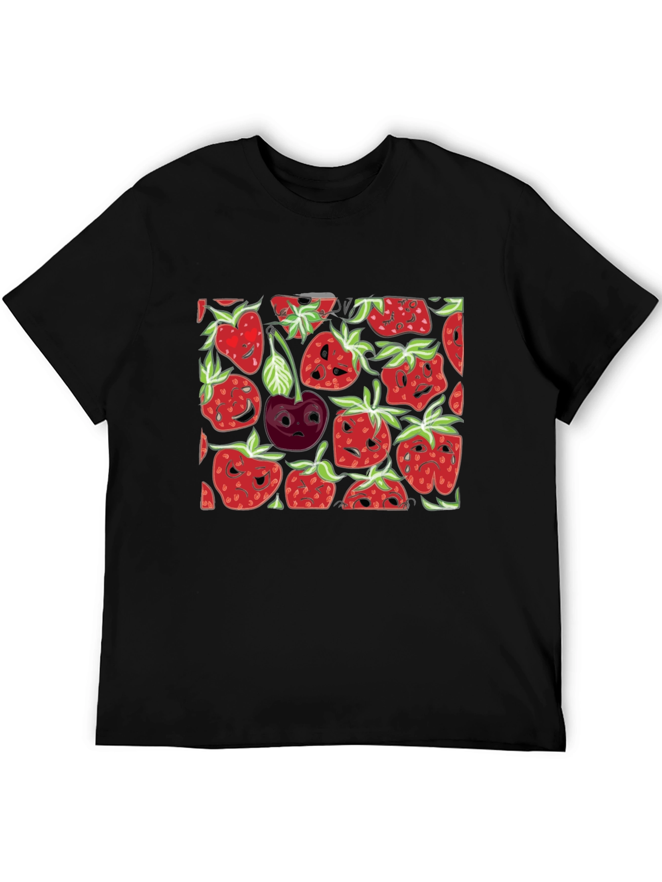 Strawberry Face T-Shirt - Black