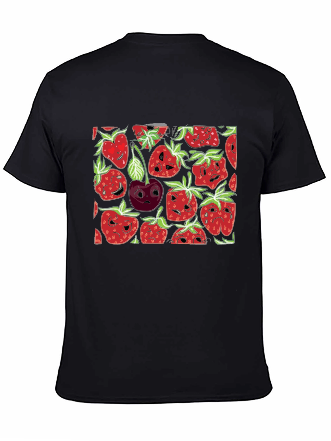 Strawberry Face T-Shirt - Black