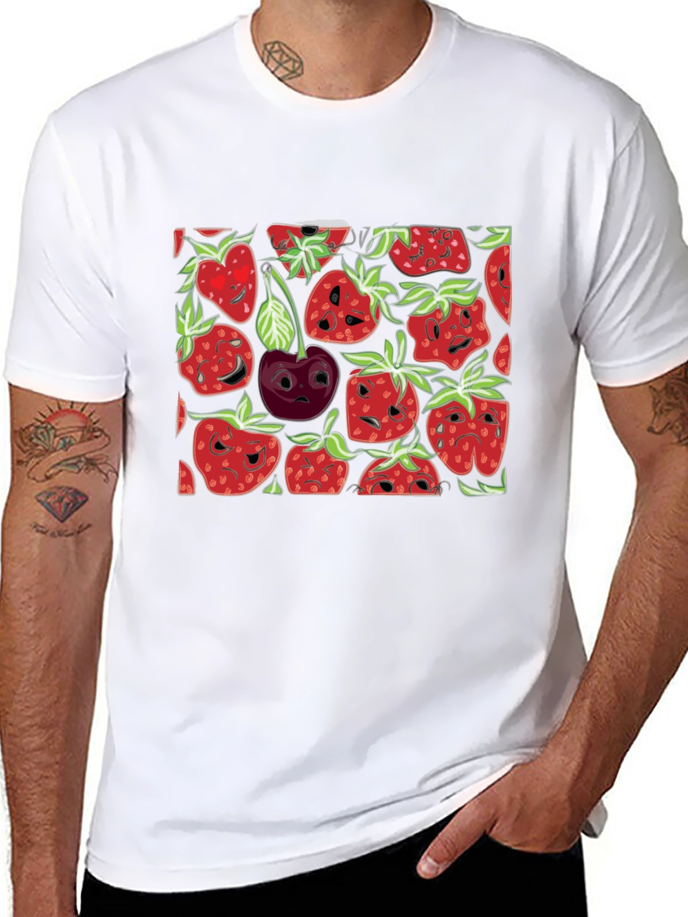 Strawberry Face T-Shirt - Black