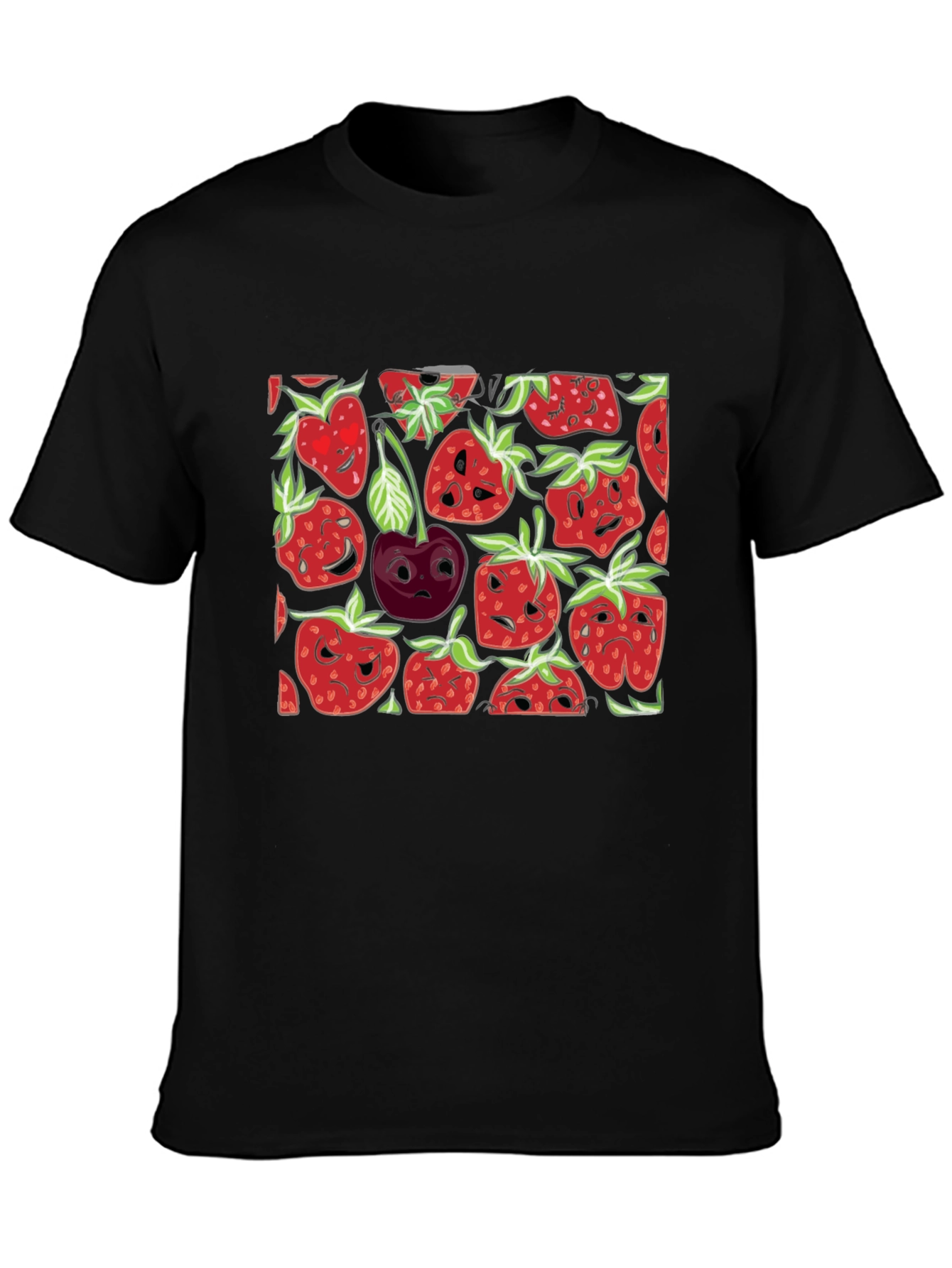 Strawberry Face T-Shirt - Black