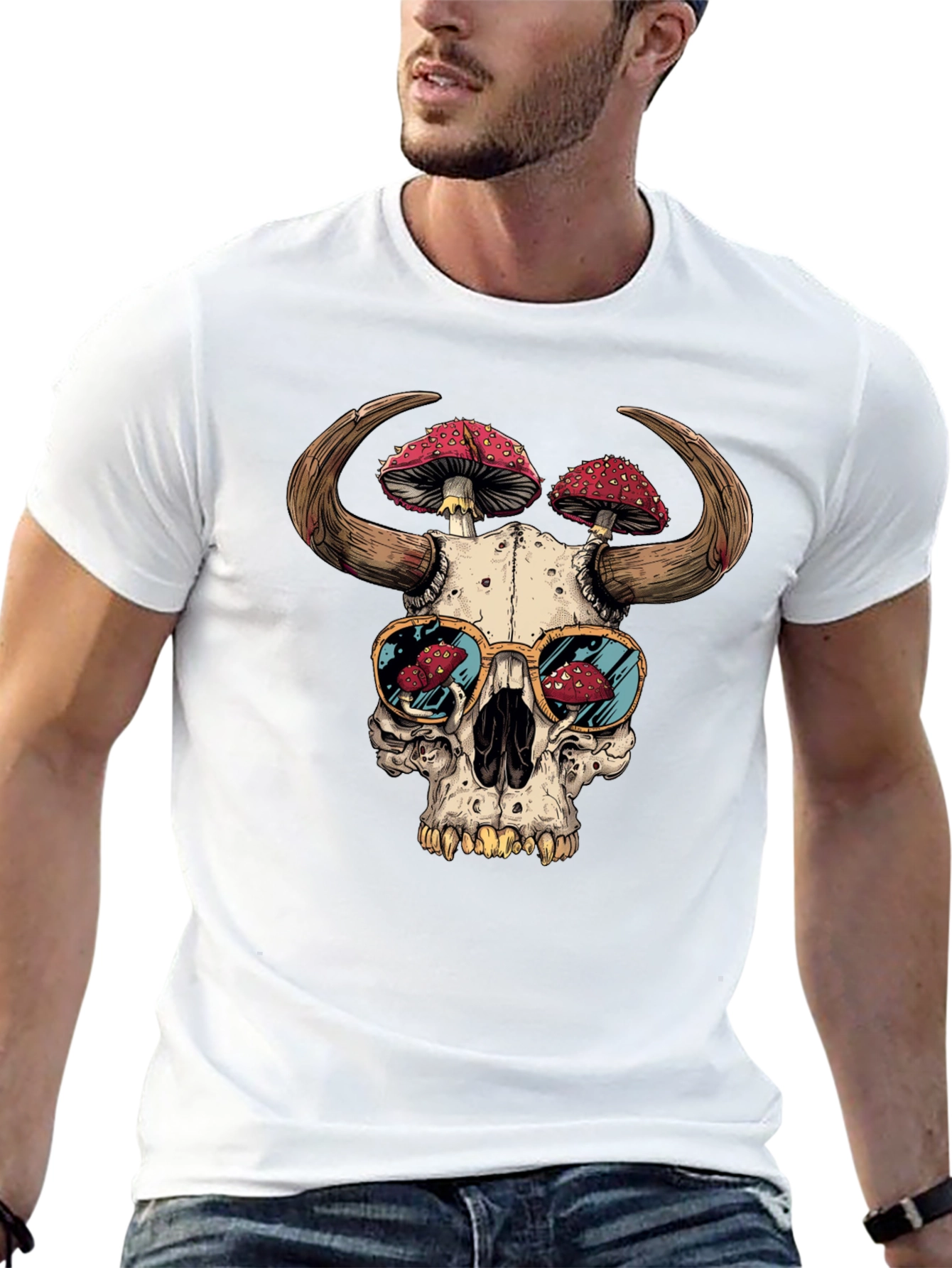 Skull Mushroom Horns T-Shirt