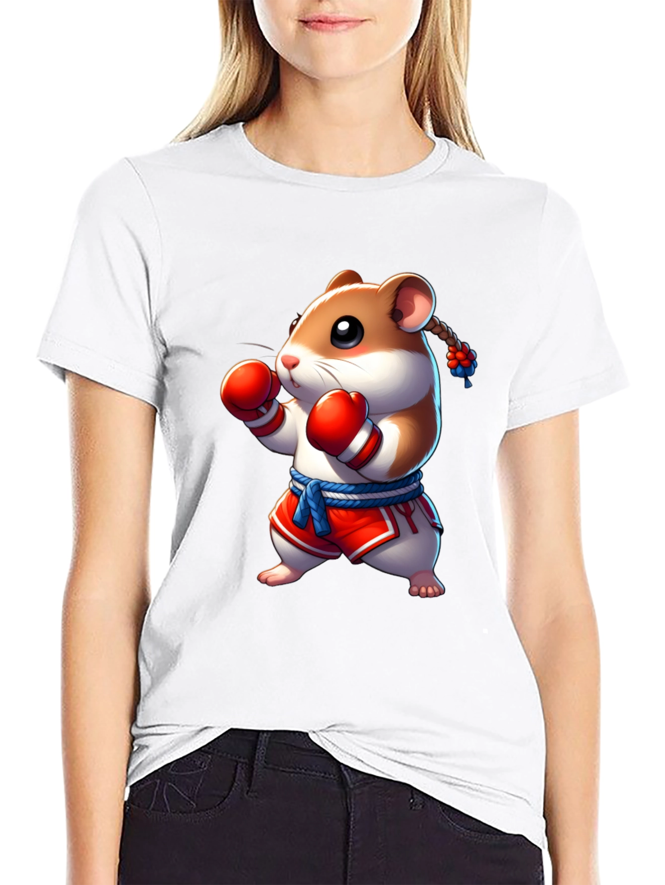 Boxing Hamster Graphic Tee - Black Unisex T-Shirt