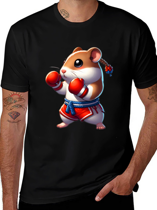 Boxing Hamster Graphic Tee - Black Unisex T-Shirt