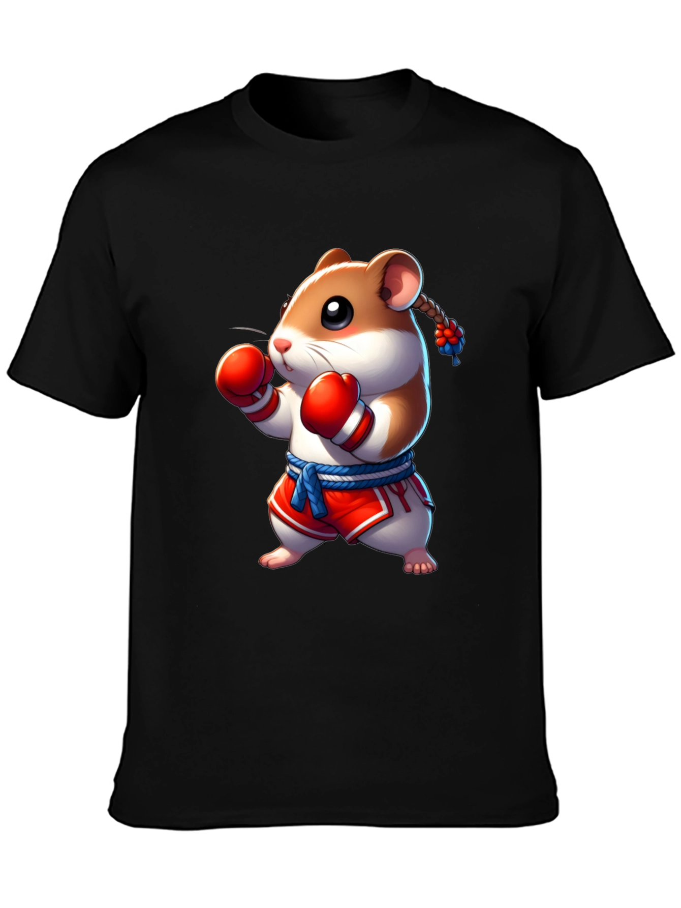 Boxing Hamster Graphic Tee - Black Unisex T-Shirt