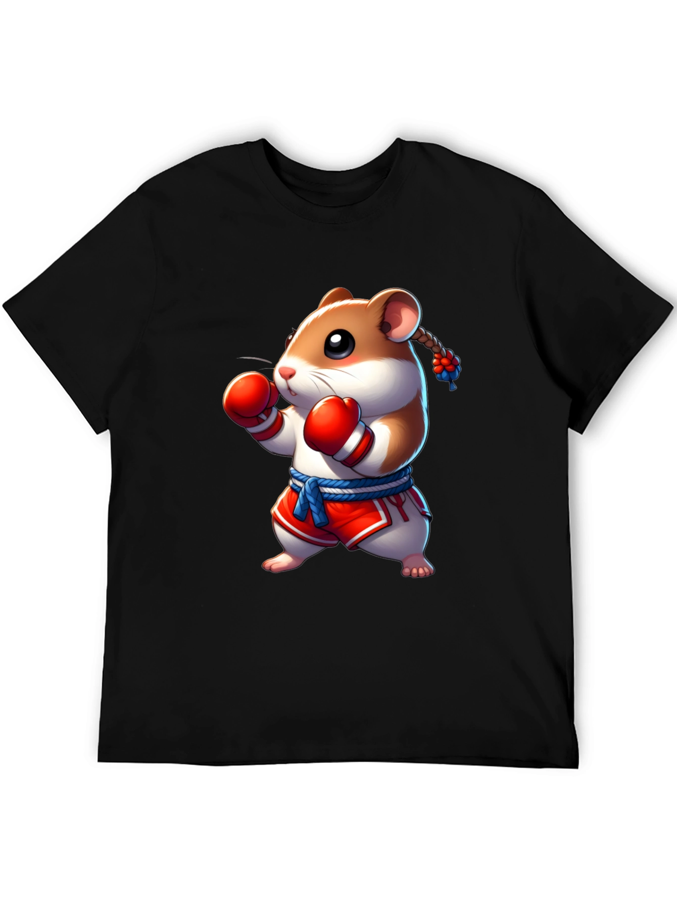 Boxing Hamster Graphic Tee - Black Unisex T-Shirt