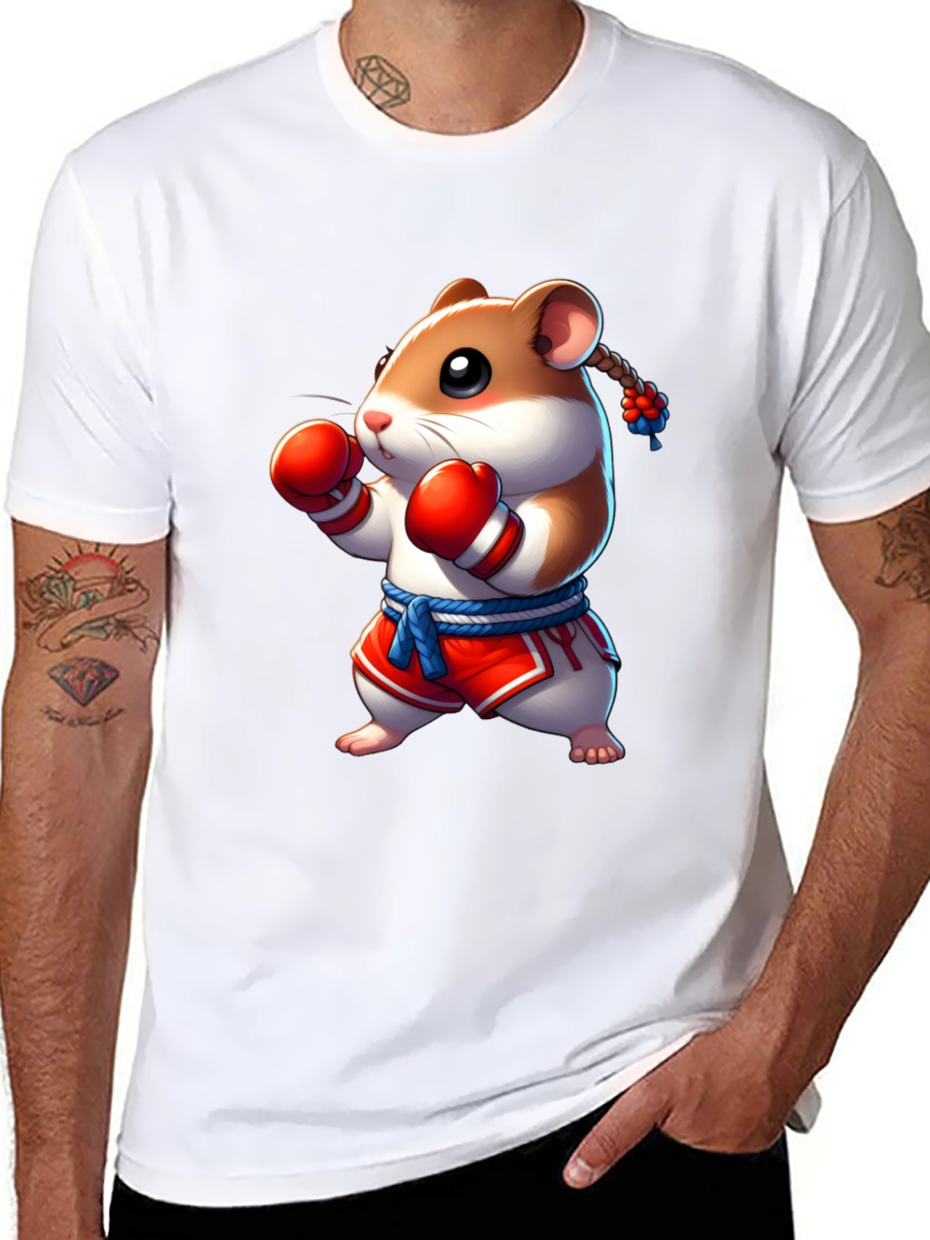 Boxing Hamster Graphic Tee - Black Unisex T-Shirt