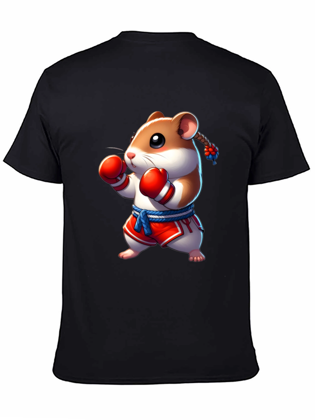 Boxing Hamster Graphic Tee - Black Unisex T-Shirt
