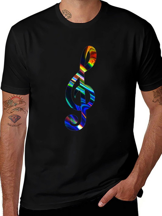 Rainbow Treble Clef Black T-Shirt