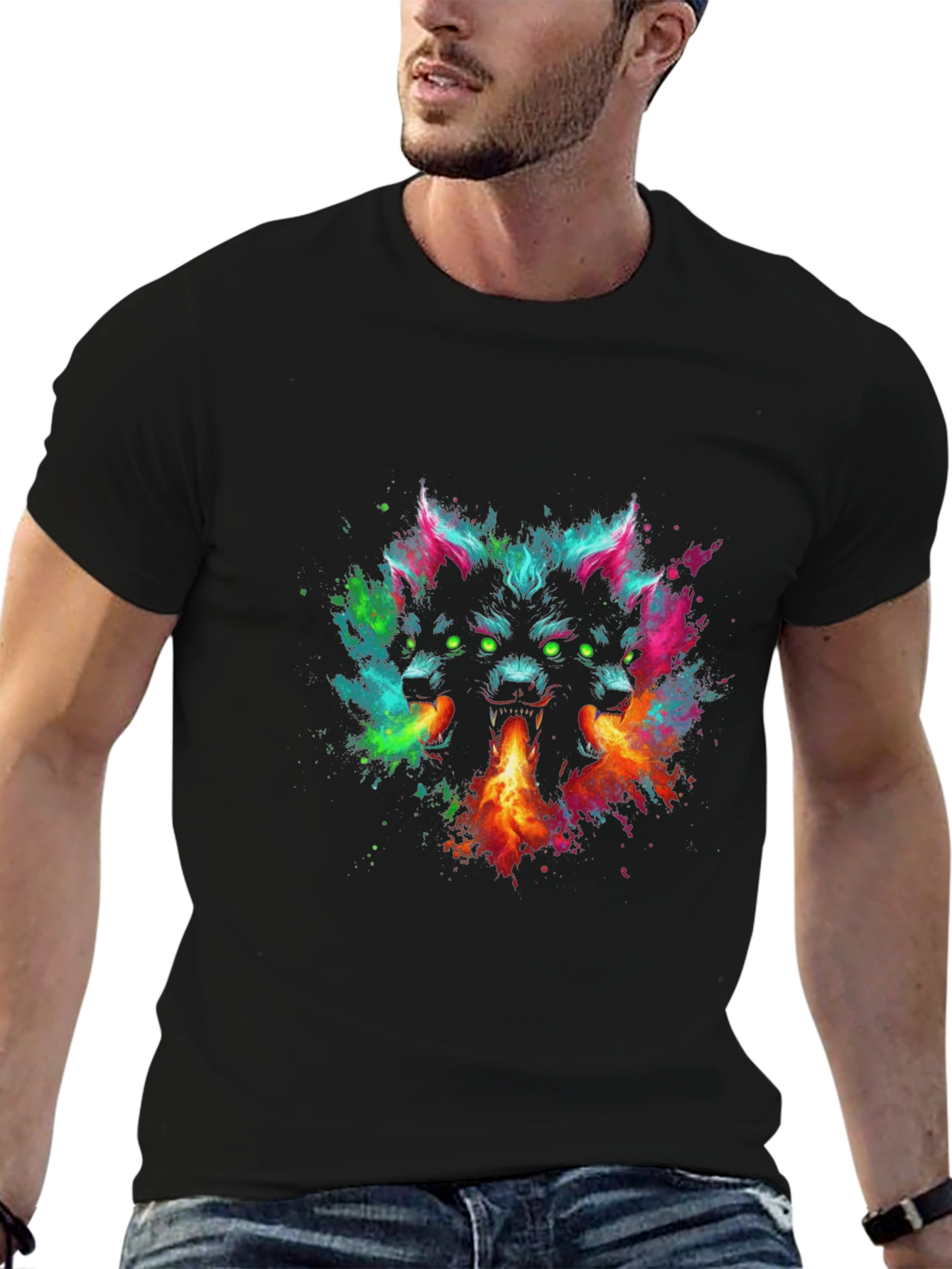Cerberus Fire Breath T-Shirt - Vivid Graphic Tee