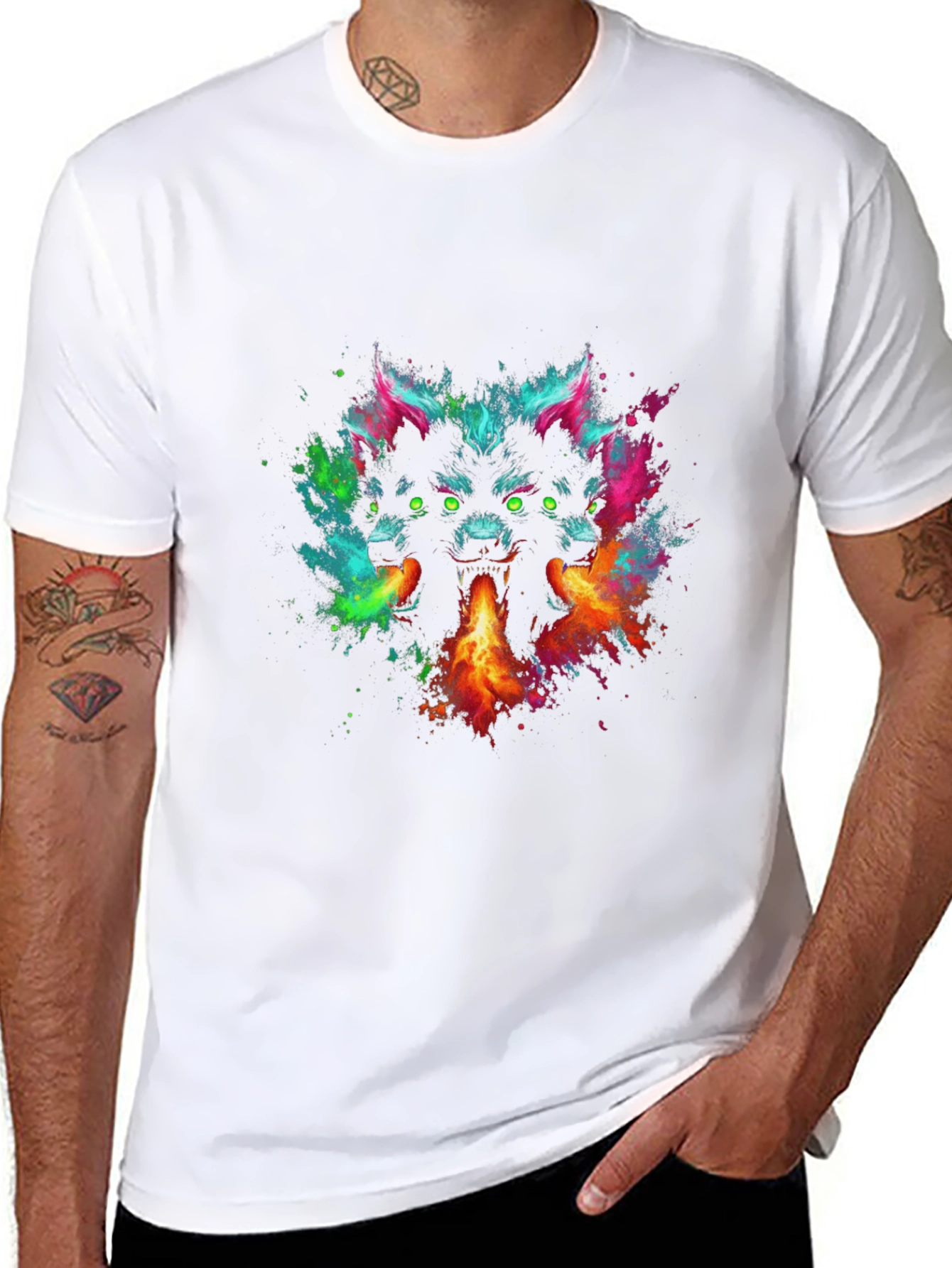 Cerberus Fire Breath T-Shirt - Vivid Graphic Tee