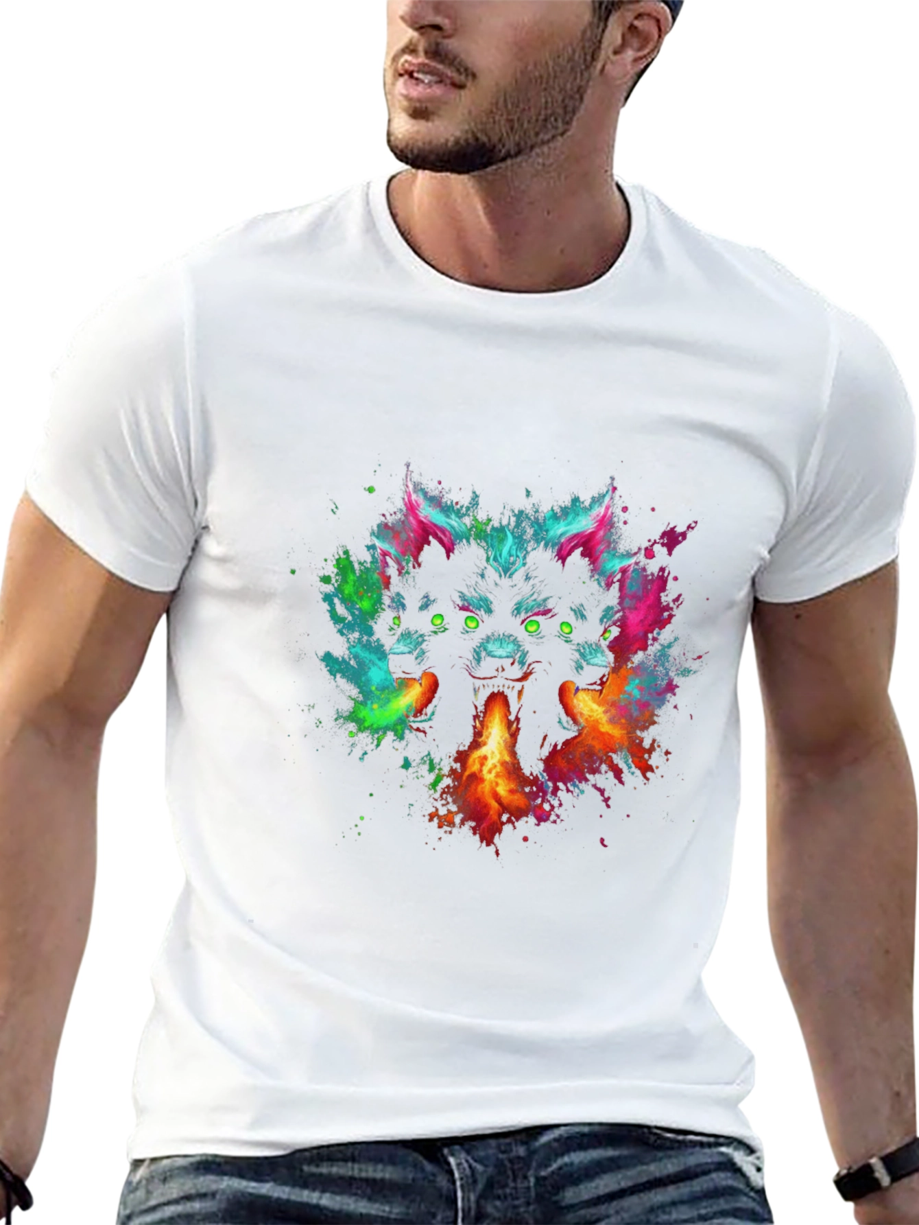 Cerberus Fire Breath T-Shirt - Vivid Graphic Tee