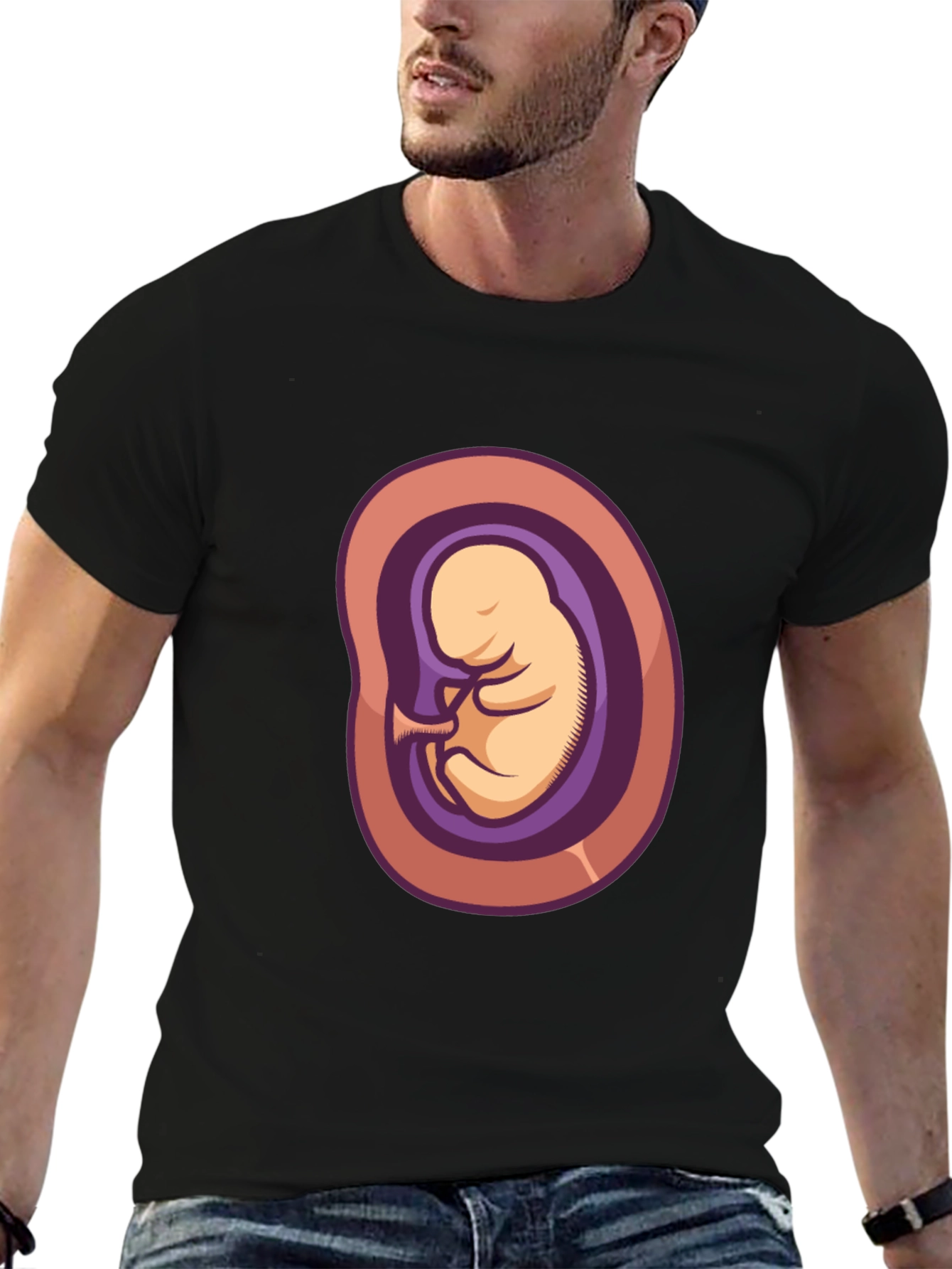 Embryo Graphic Tee - Black Cotton Shirt