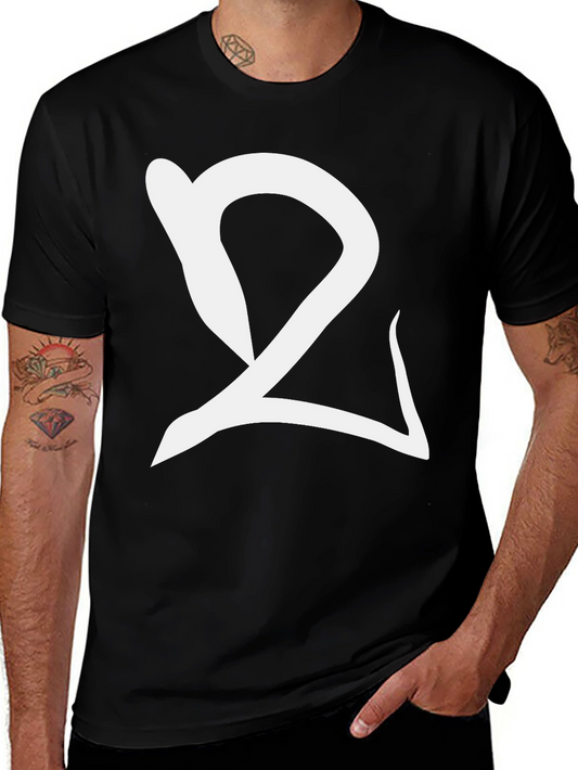Black T-Shirt with Unique White Graphic Design
