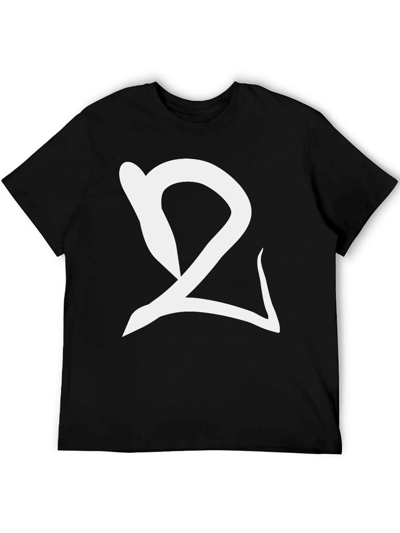 Black T-Shirt with Unique White Graphic Design