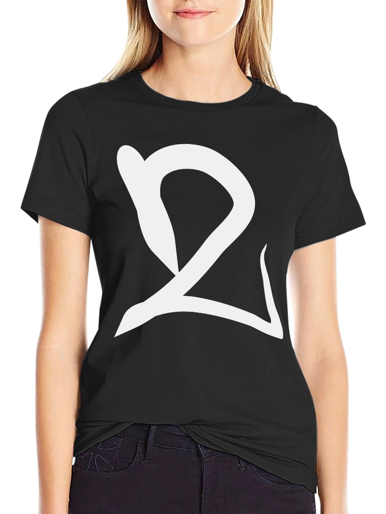 Black T-Shirt with Unique White Graphic Design