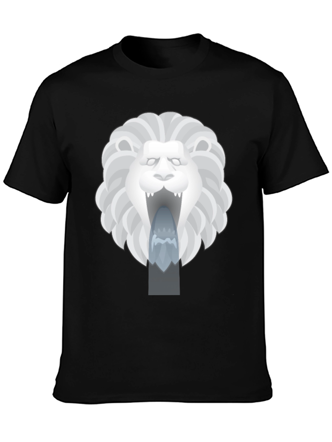 Lion Fountain Graphic Tee - Black Casual T-Shirt
