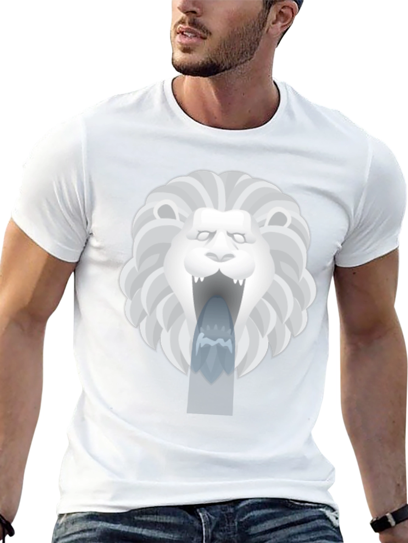 Lion Fountain Graphic Tee - Black Casual T-Shirt