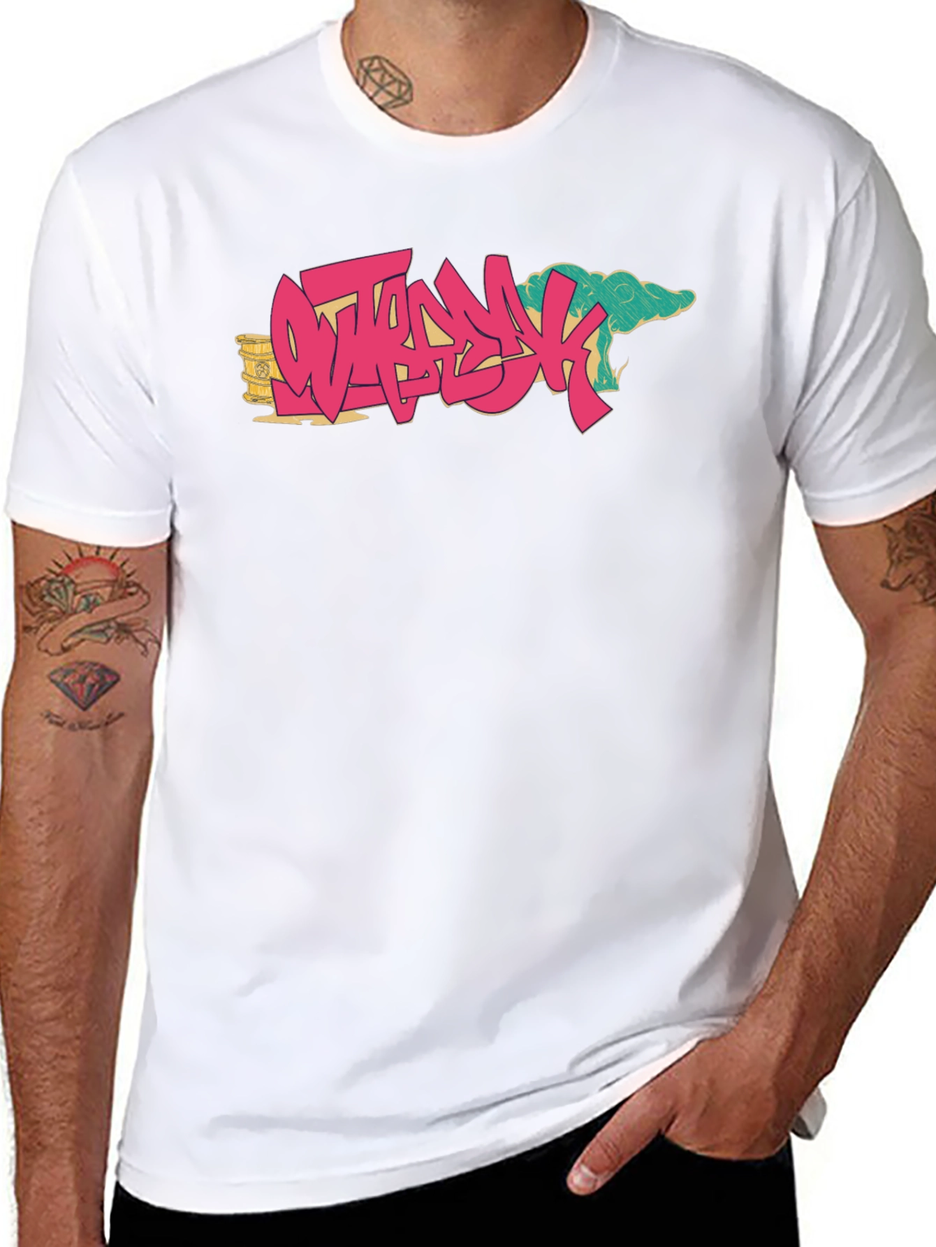 Ostrich Graffiti Style Black T-Shirt