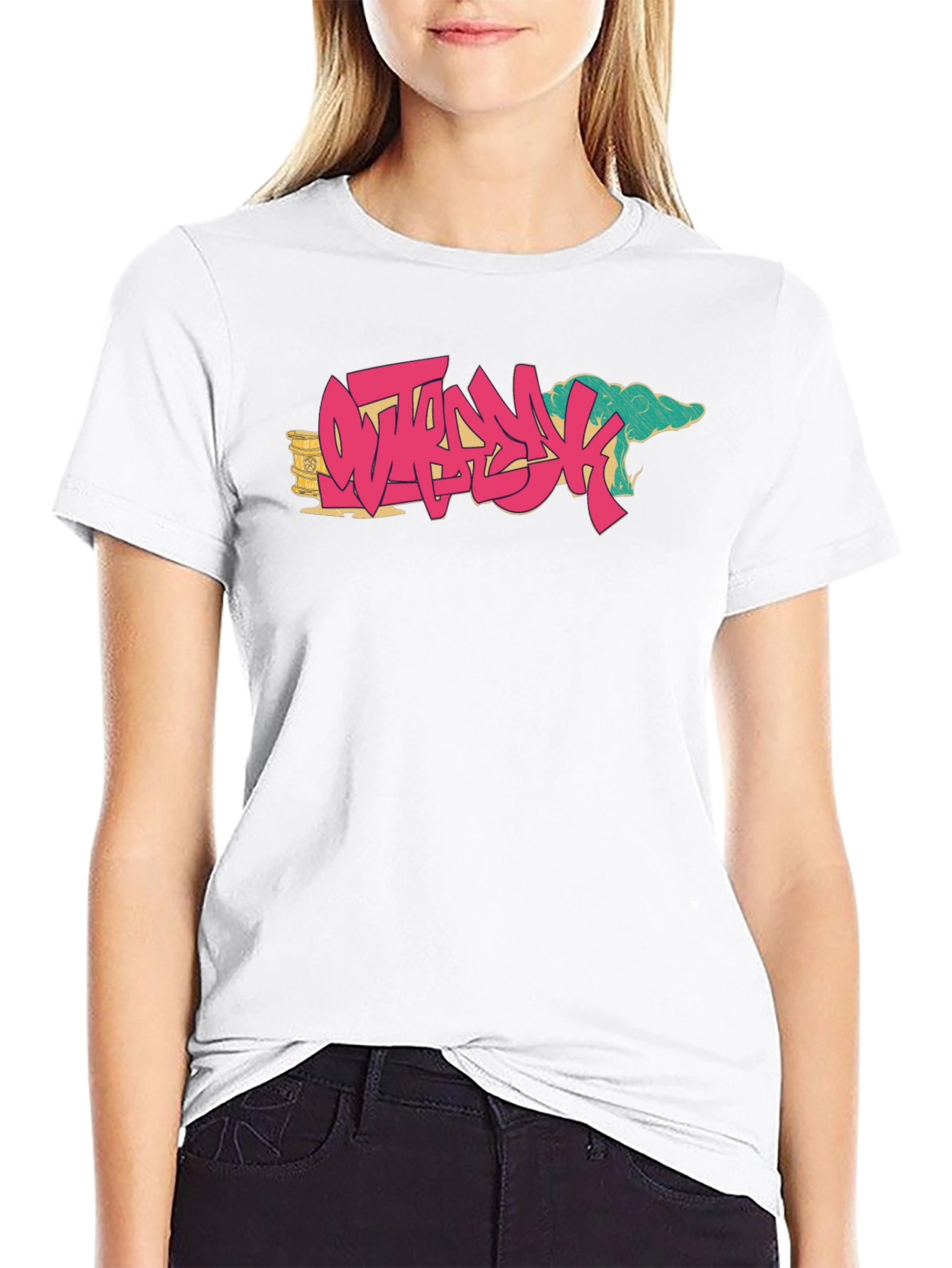 Ostrich Graffiti Style Black T-Shirt