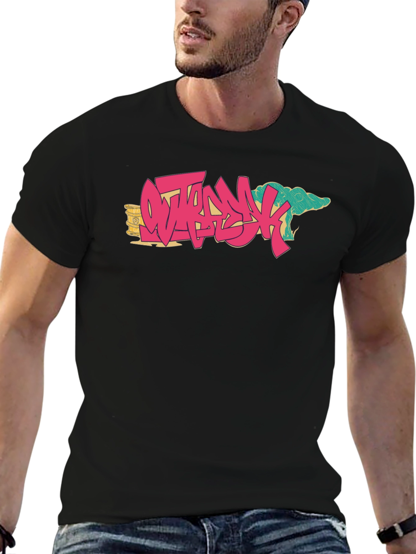 Ostrich Graffiti Style Black T-Shirt