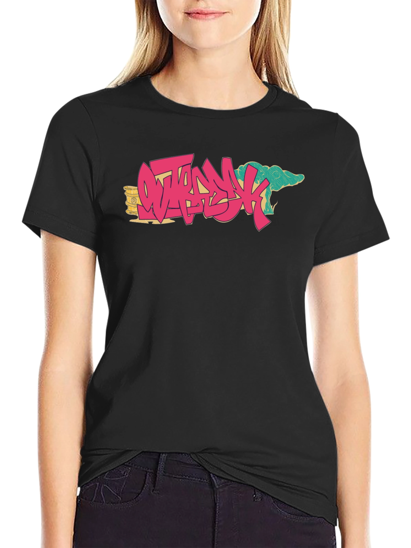 Ostrich Graffiti Style Black T-Shirt