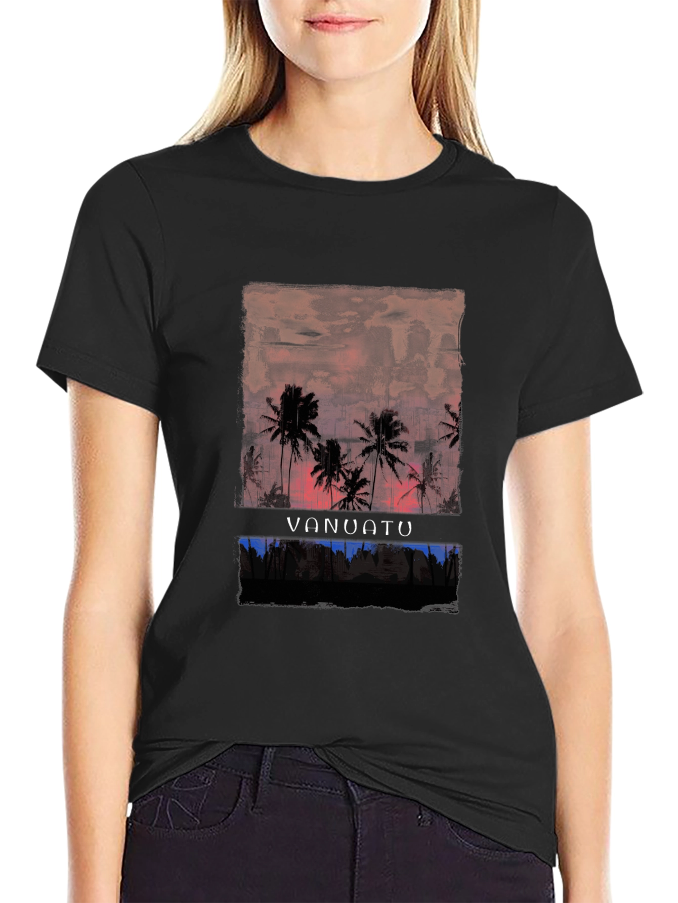 Vanuatu Palm Sunset Graphic Tee