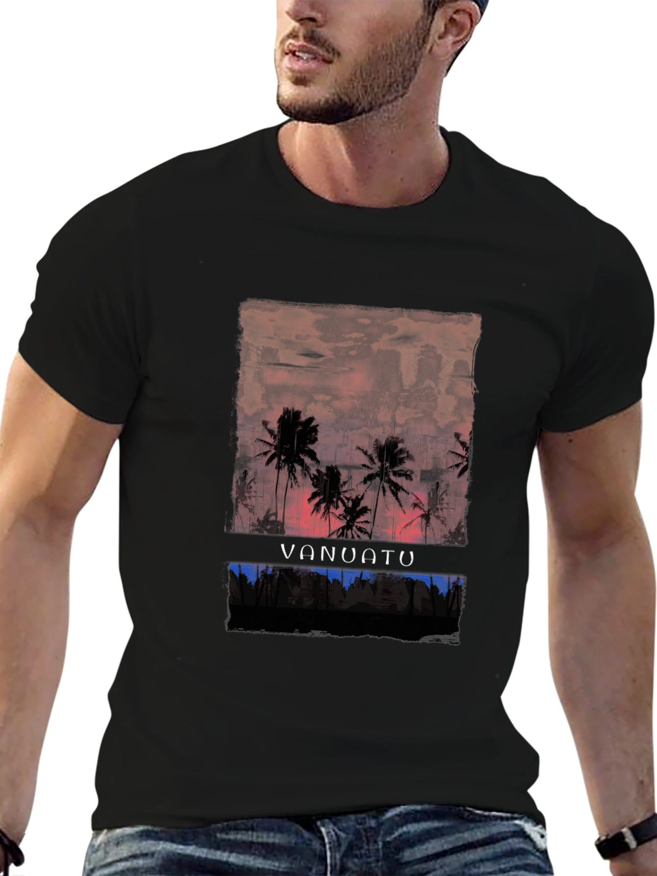 Vanuatu Palm Sunset Graphic Tee