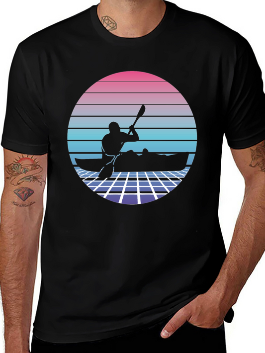 Retro Kayak Silhouette T-Shirt - Vintage Style Tee