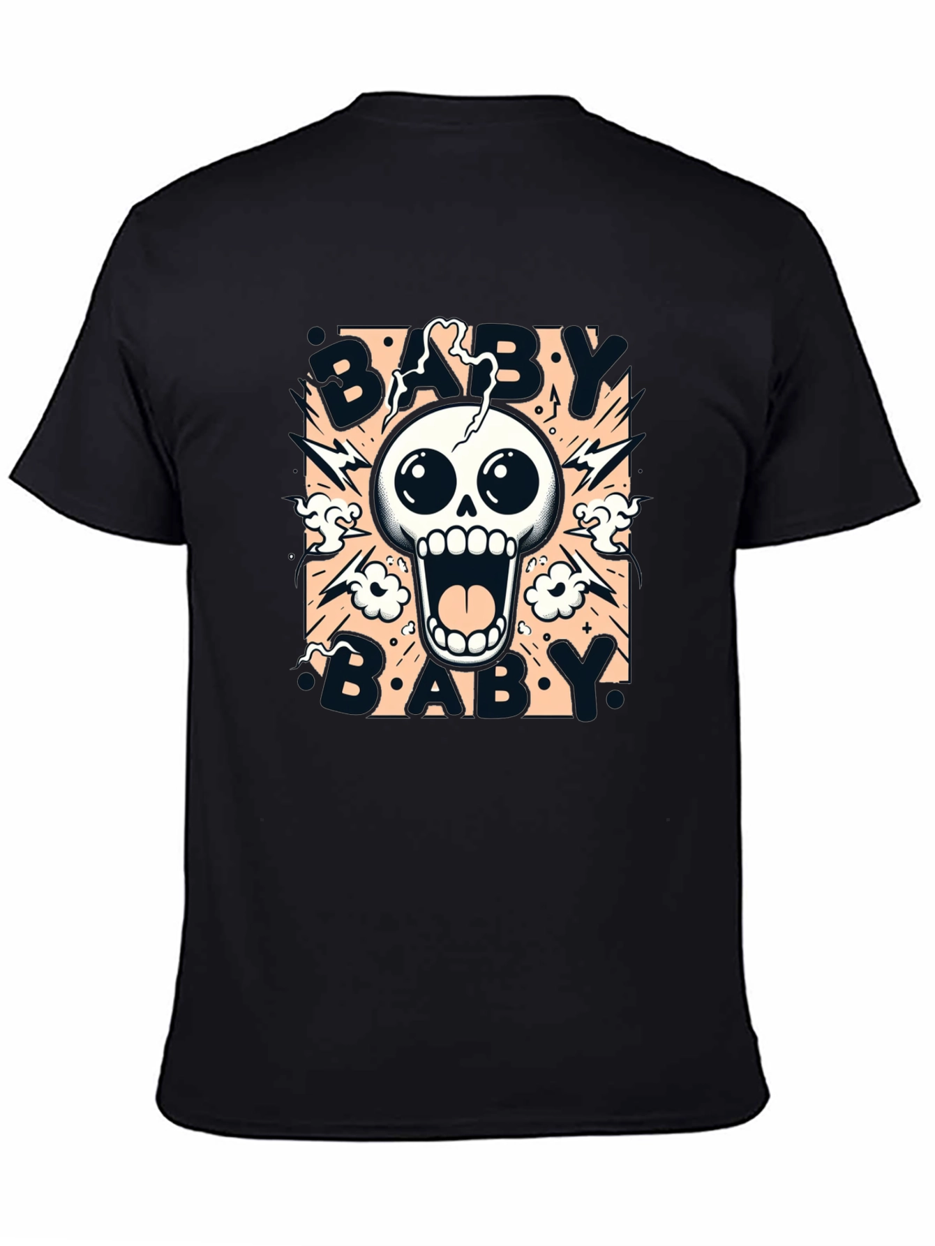 Baby Skull Graphic Print Black T-Shirt
