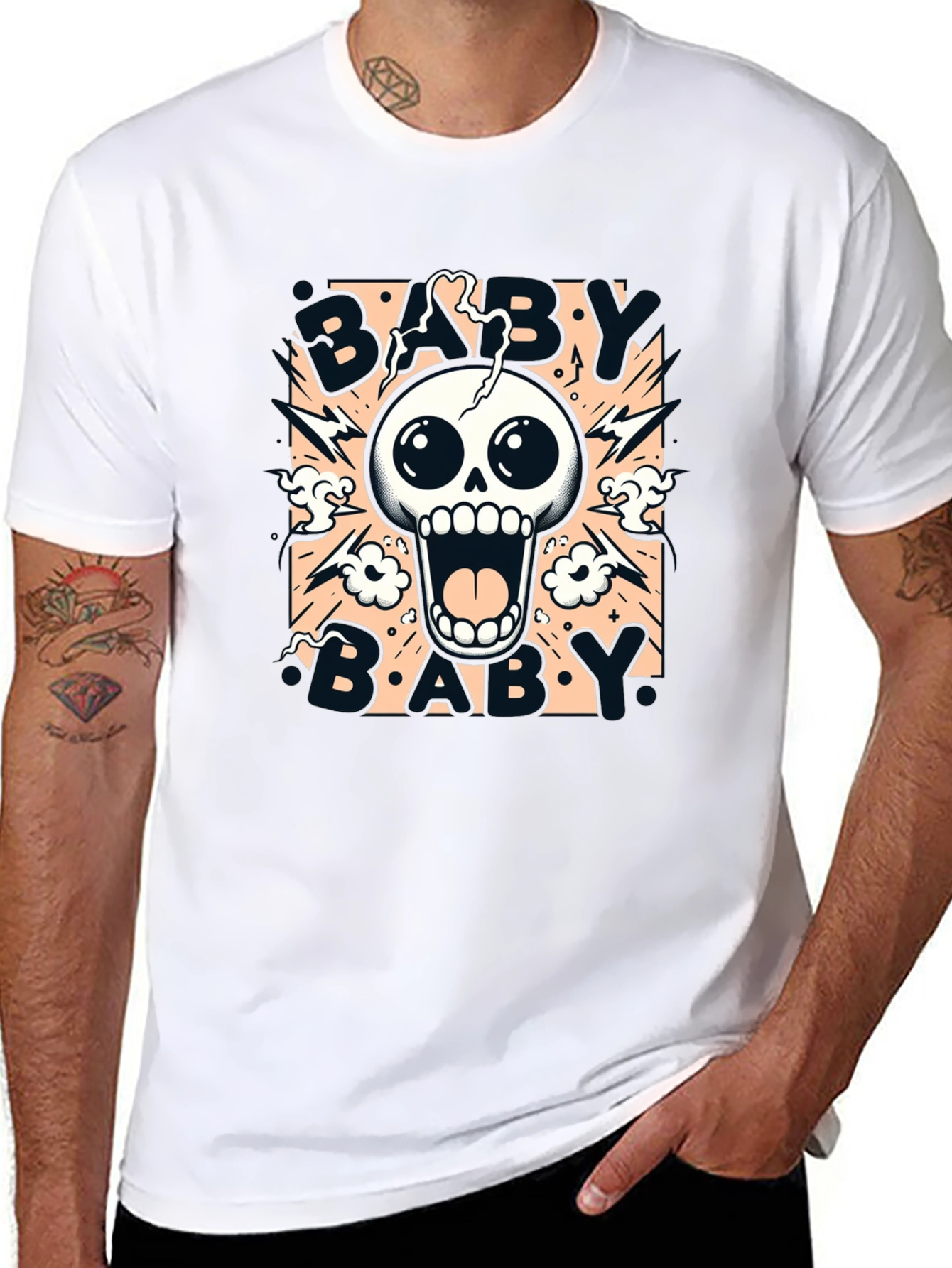 Baby Skull Graphic Print Black T-Shirt