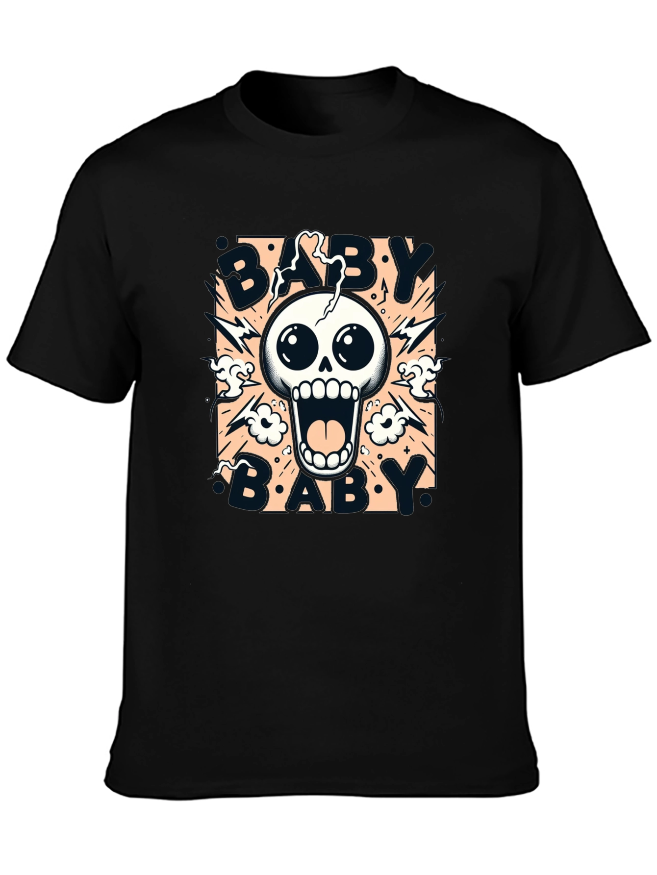 Baby Skull Graphic Print Black T-Shirt