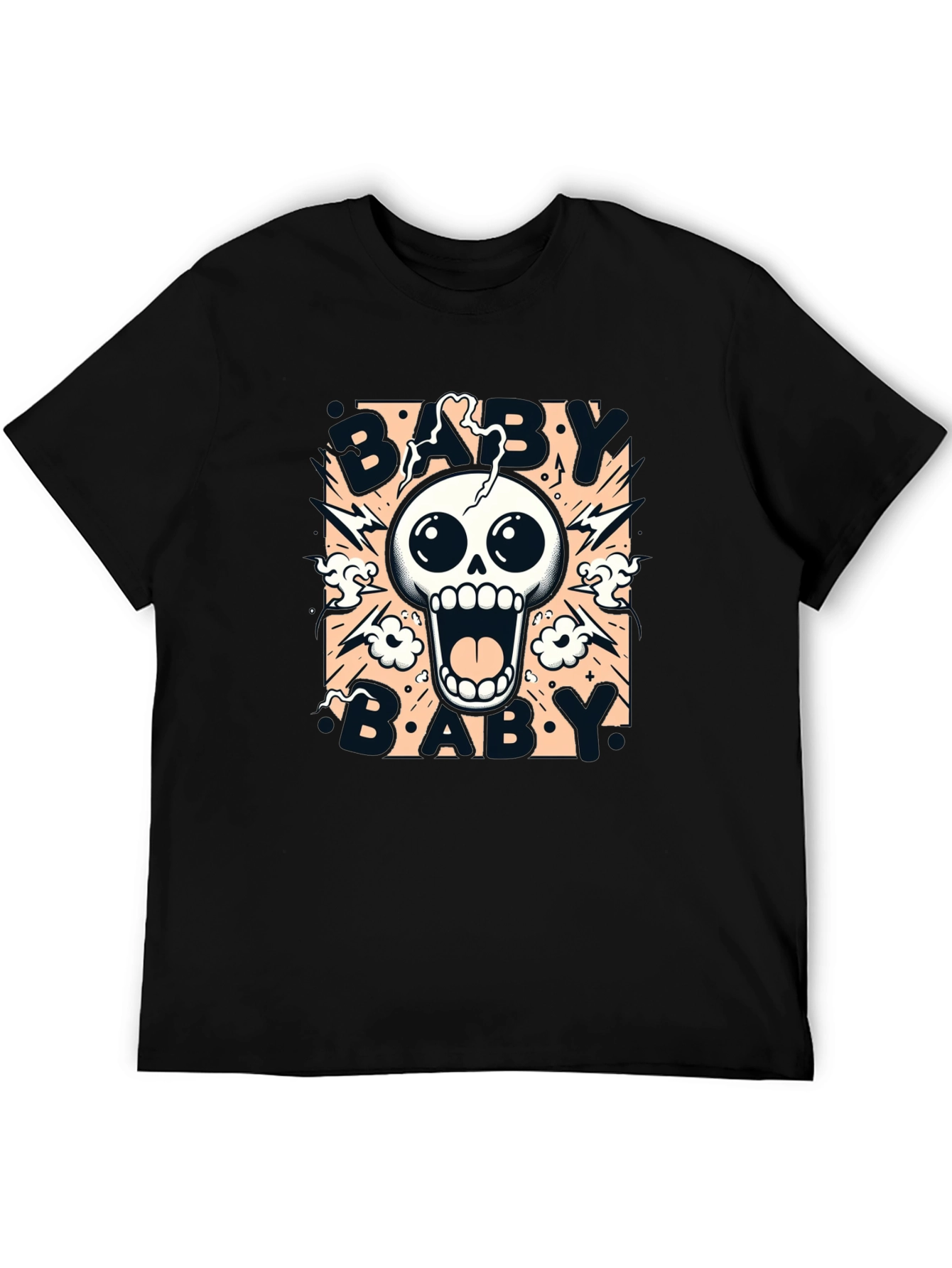 Baby Skull Graphic Print Black T-Shirt