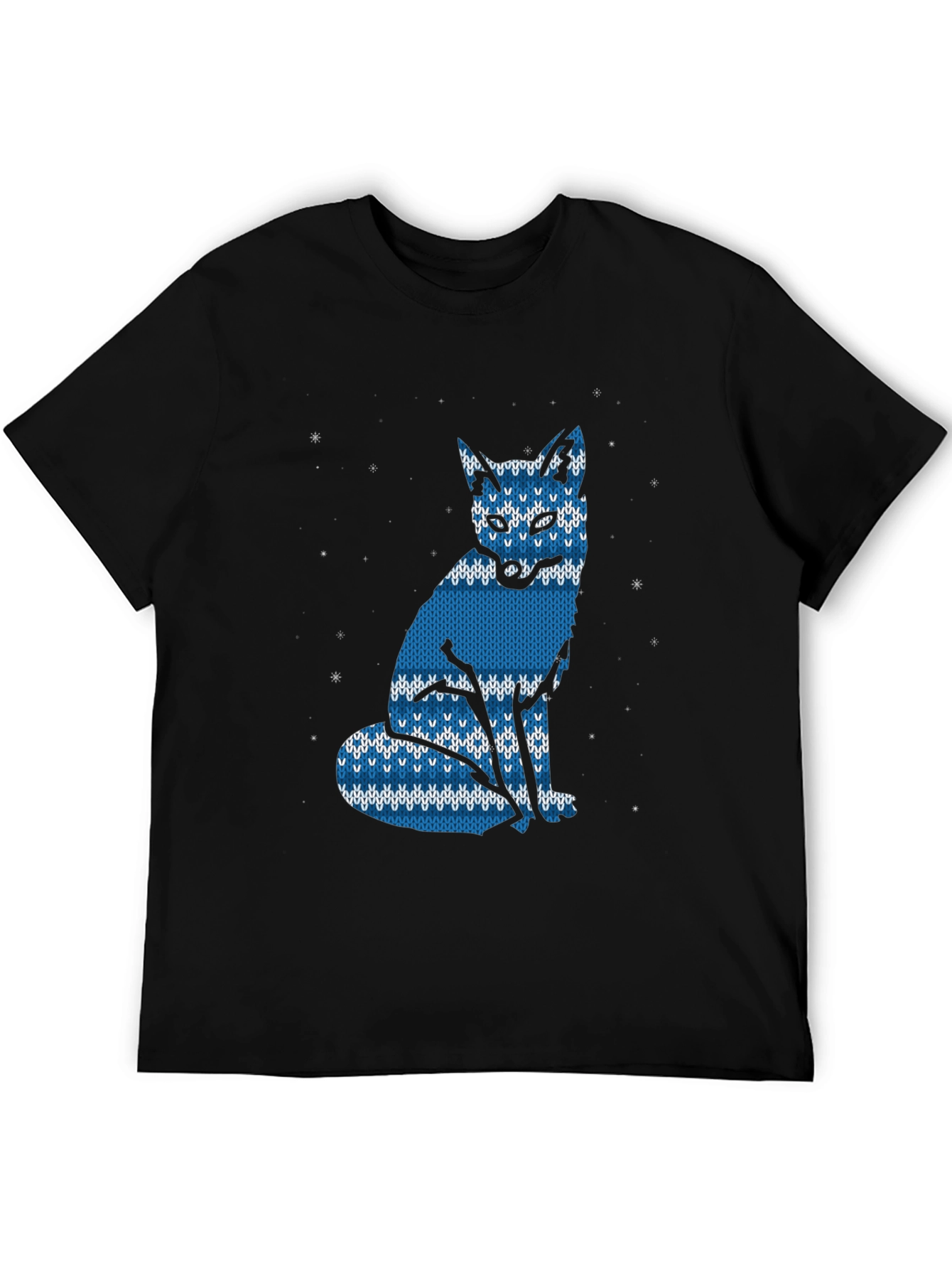 Blue Knitted Fox Graphic Tee
