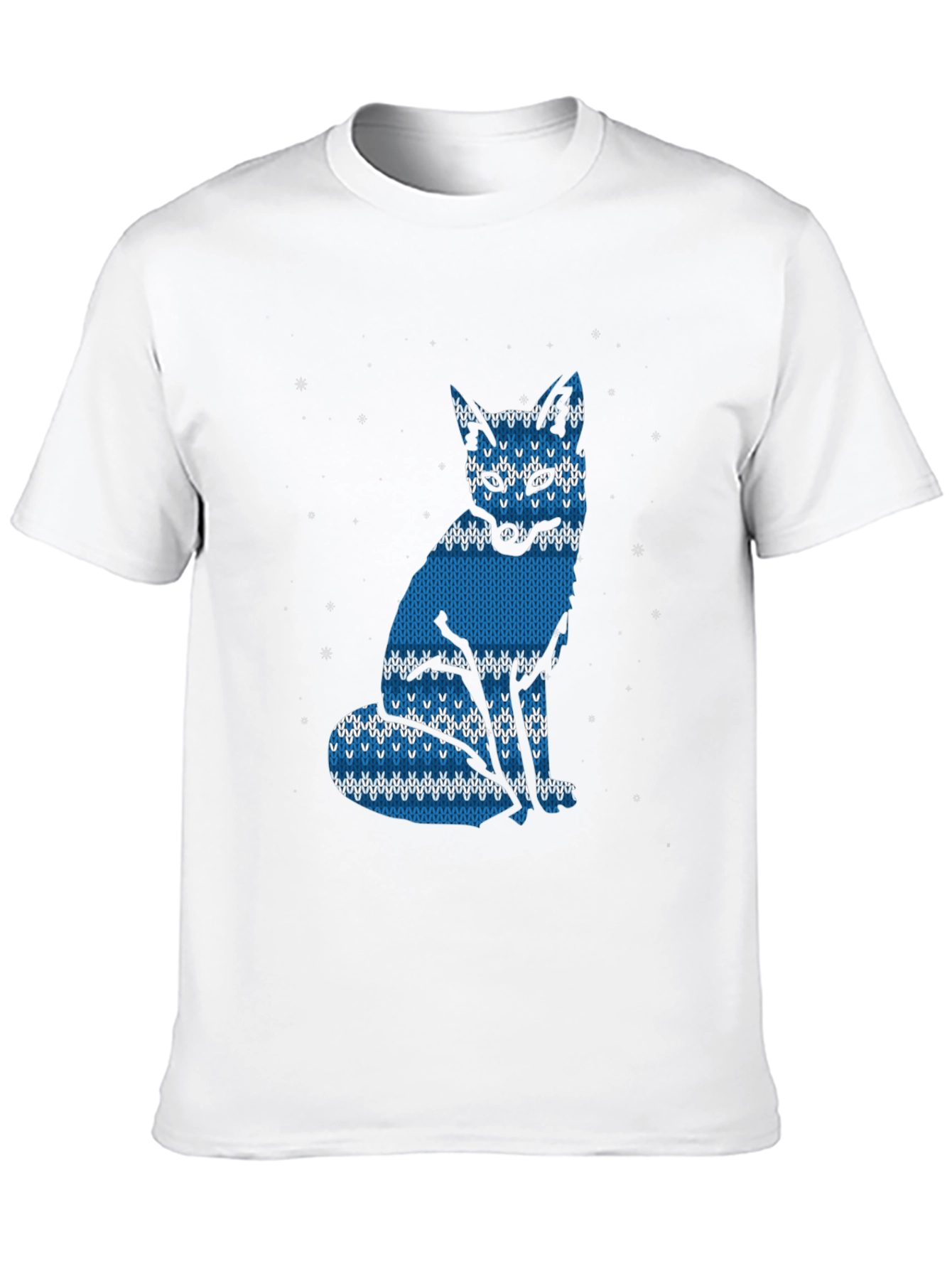 Blue Knitted Fox Graphic Tee