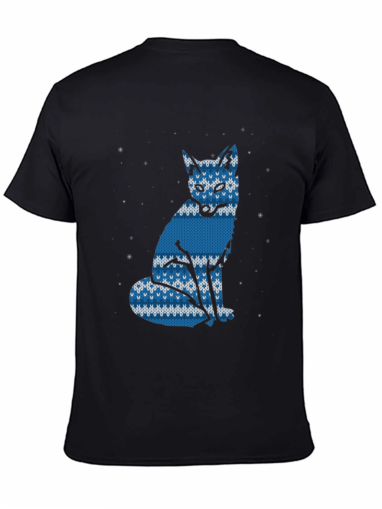 Blue Knitted Fox Graphic Tee