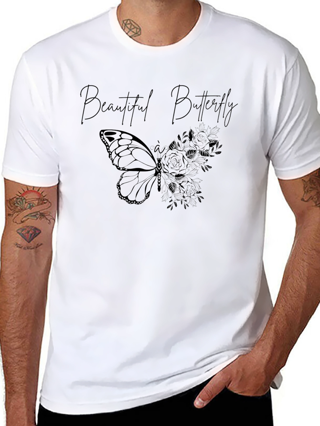Beautiful Butterfly Graphic Tee - Stylish Unisex Black T-Shirt