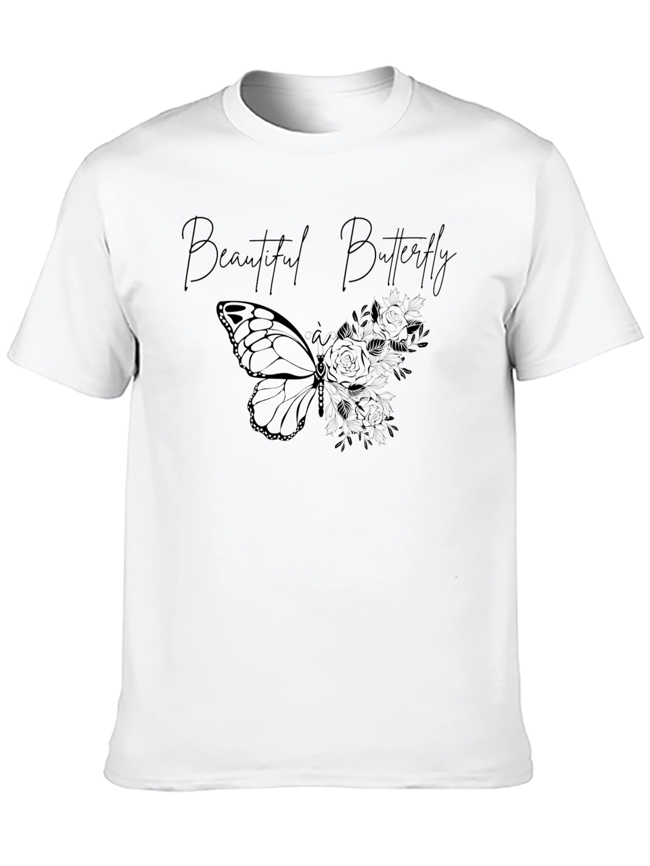 Beautiful Butterfly Graphic Tee - Stylish Unisex Black T-Shirt