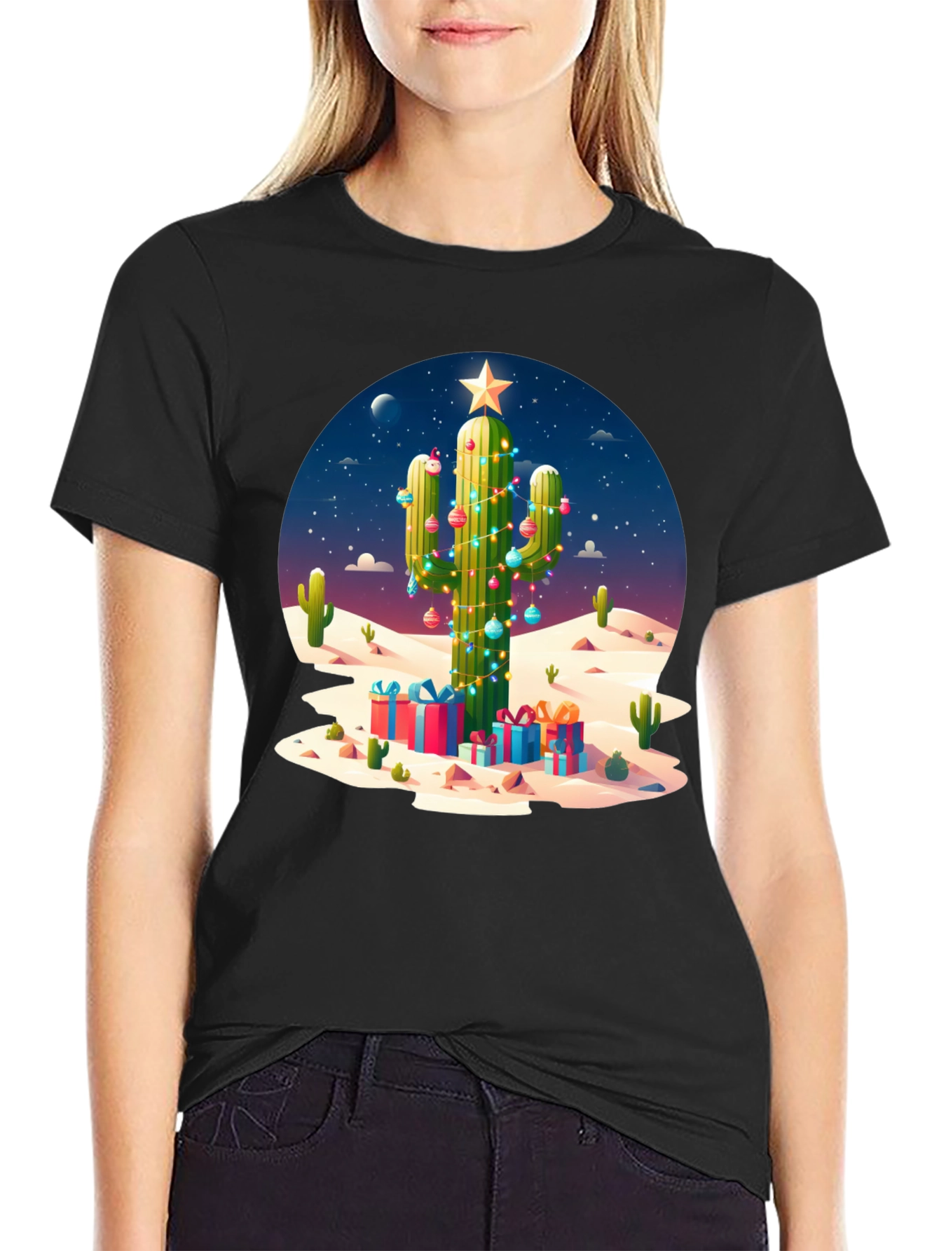 Cactus Christmas Tee - Desert Holiday Style