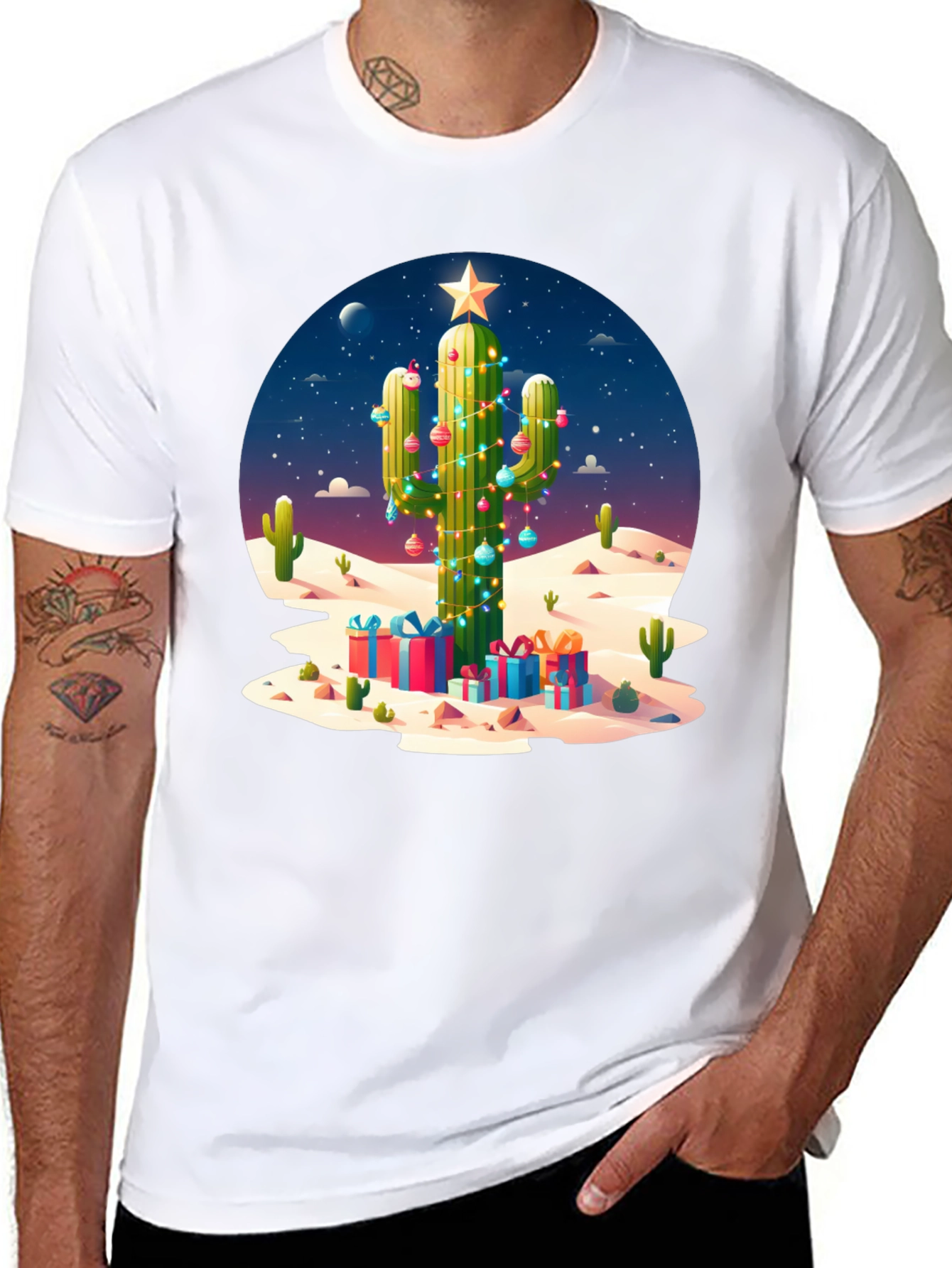 Cactus Christmas Tee - Desert Holiday Style