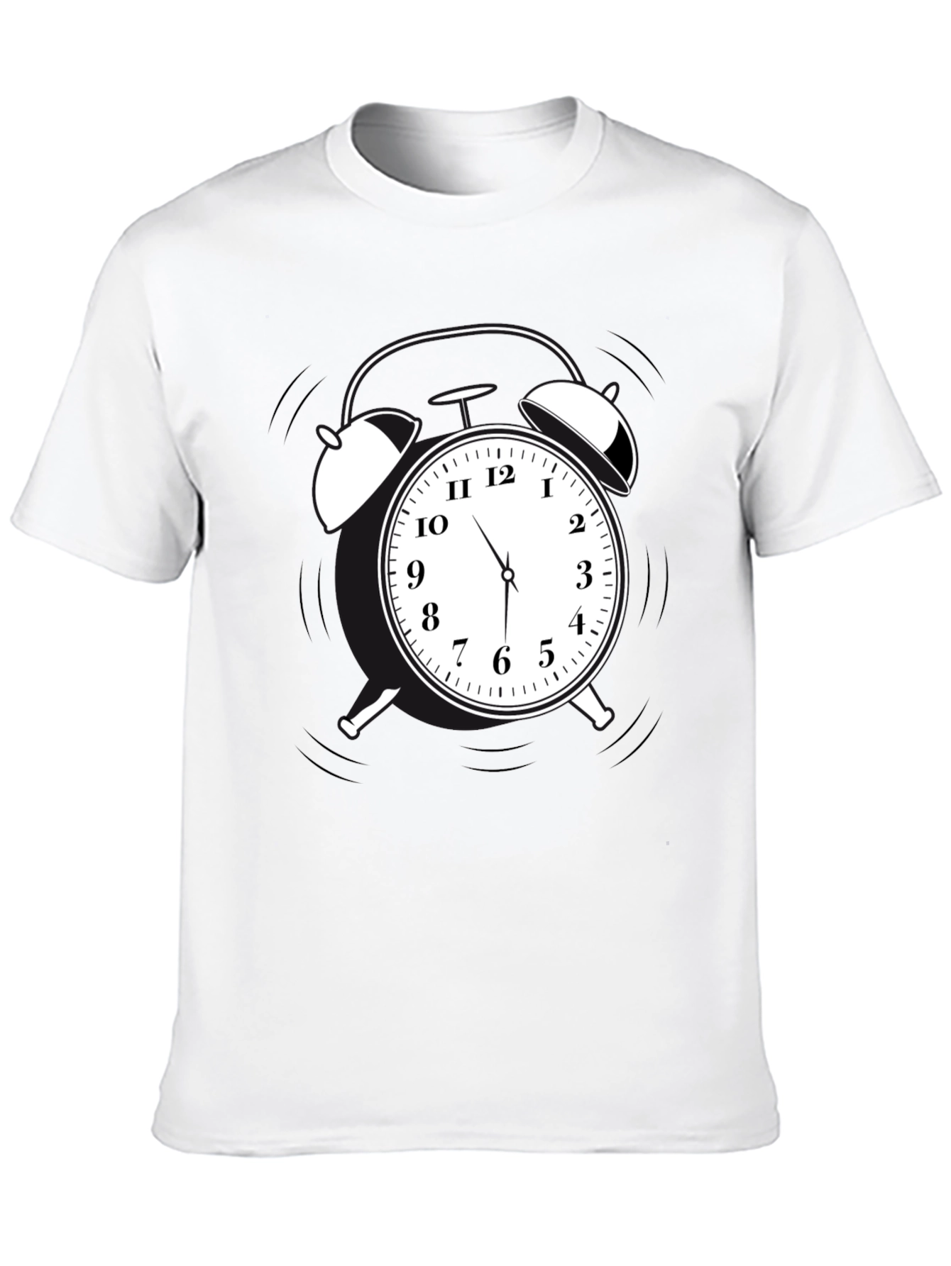 Alarm Clock Graphic Tee - Black Cotton Casual Shirt
